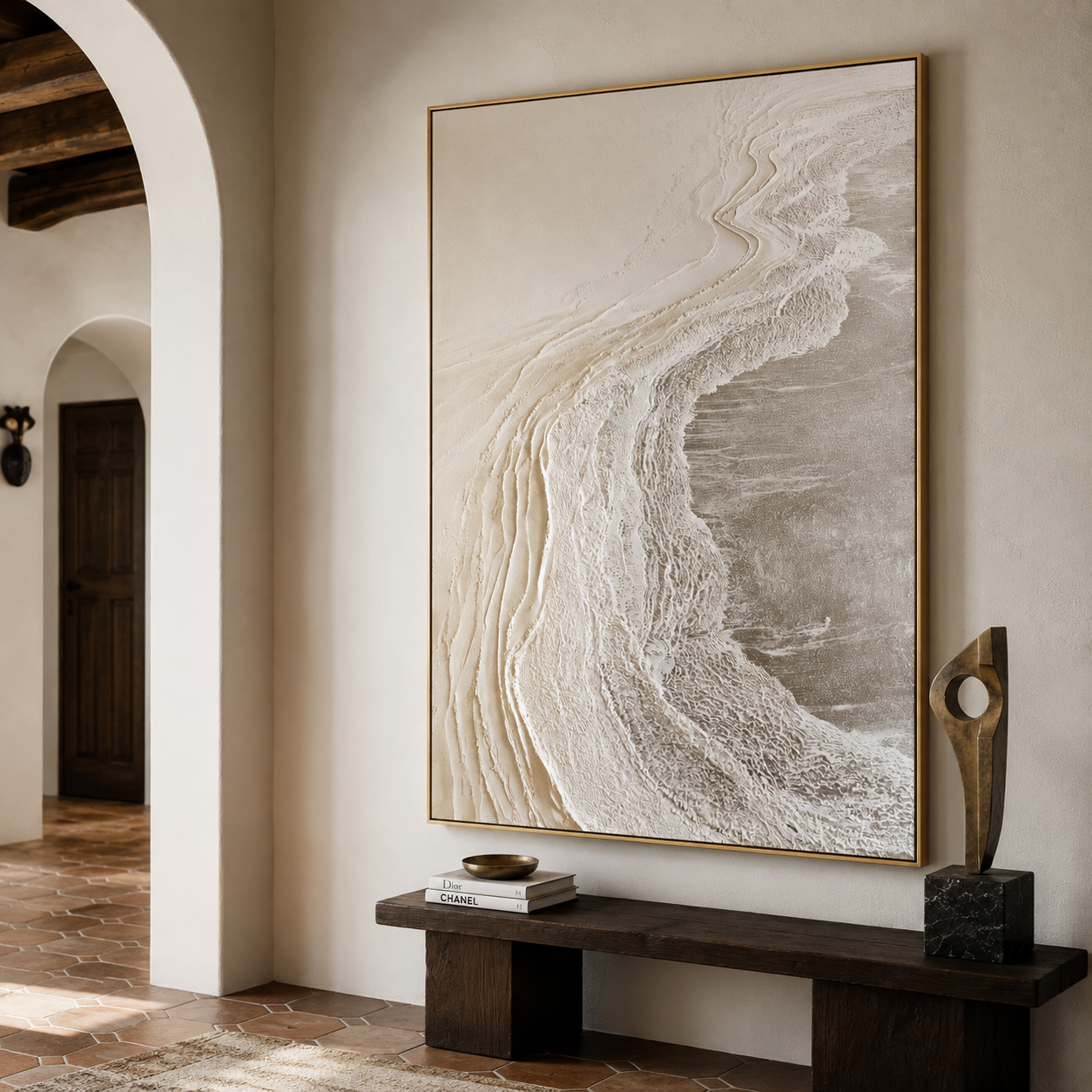 Ivory Shore-Neutral Textured Abstract Painting
