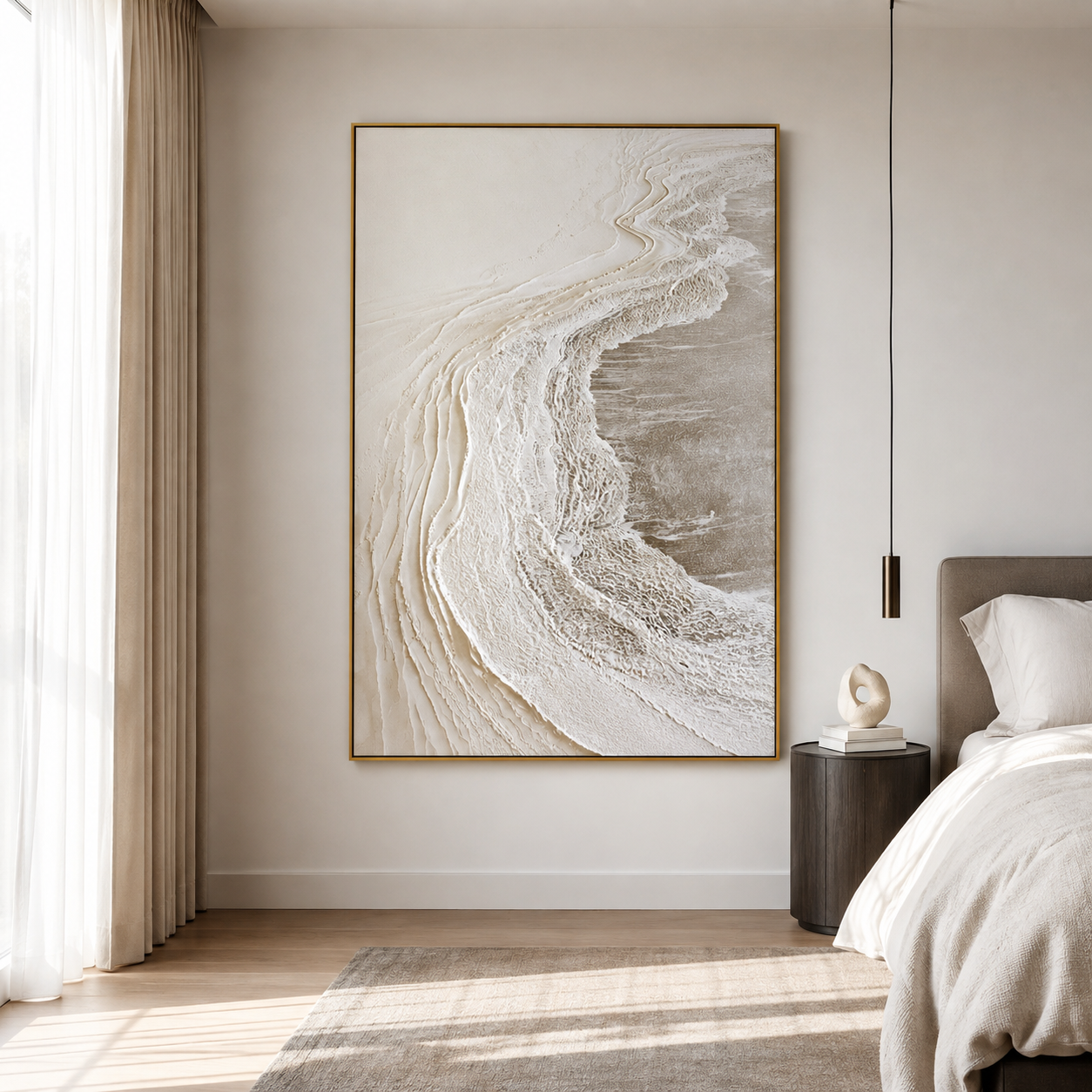 Ivory Shore-Neutral Textured Abstract Painting