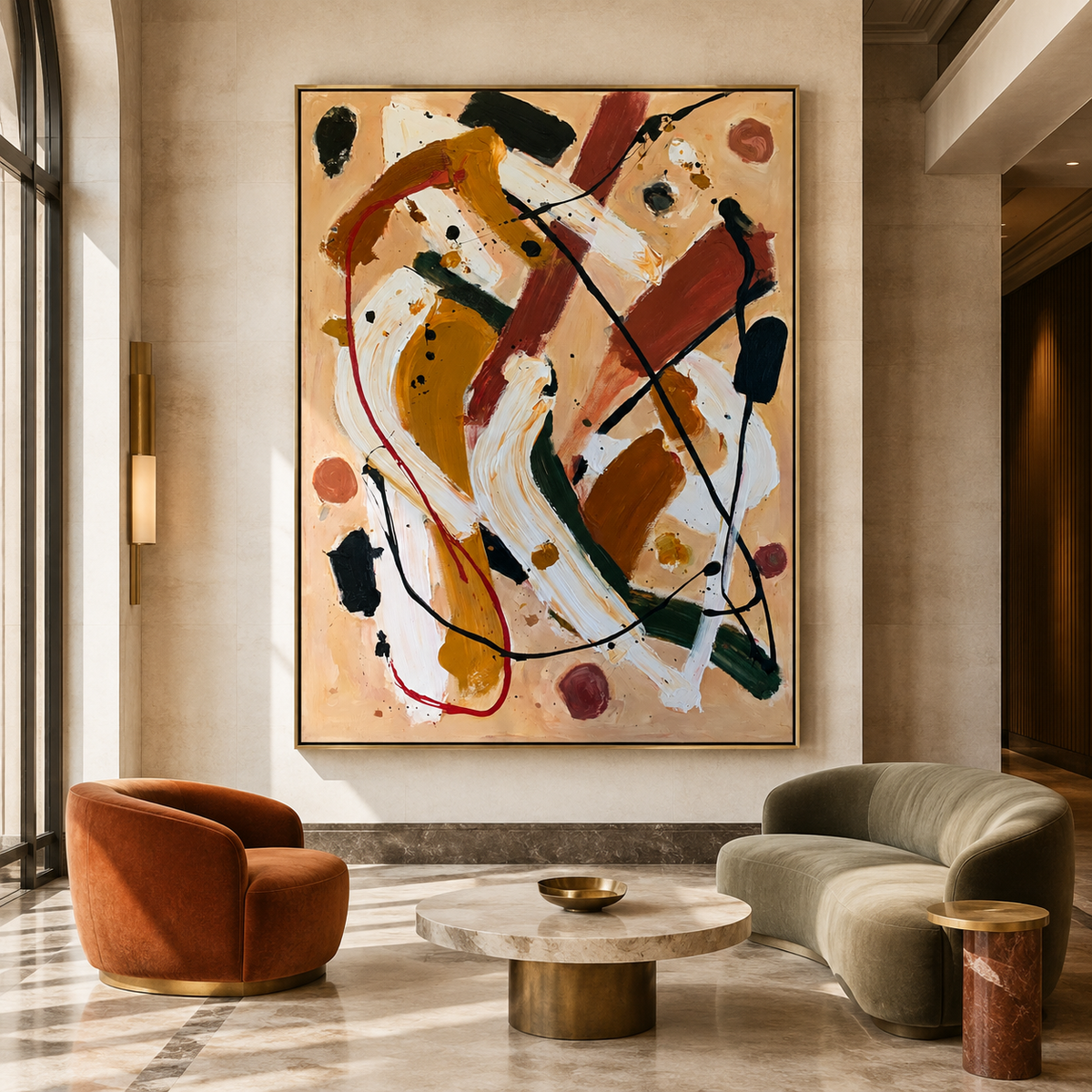 Earthbound Motion-Warm Neutral Abstract Painting