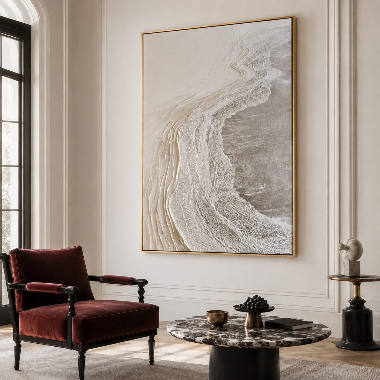 Ivory Shore-Neutral Textured Abstract Painting