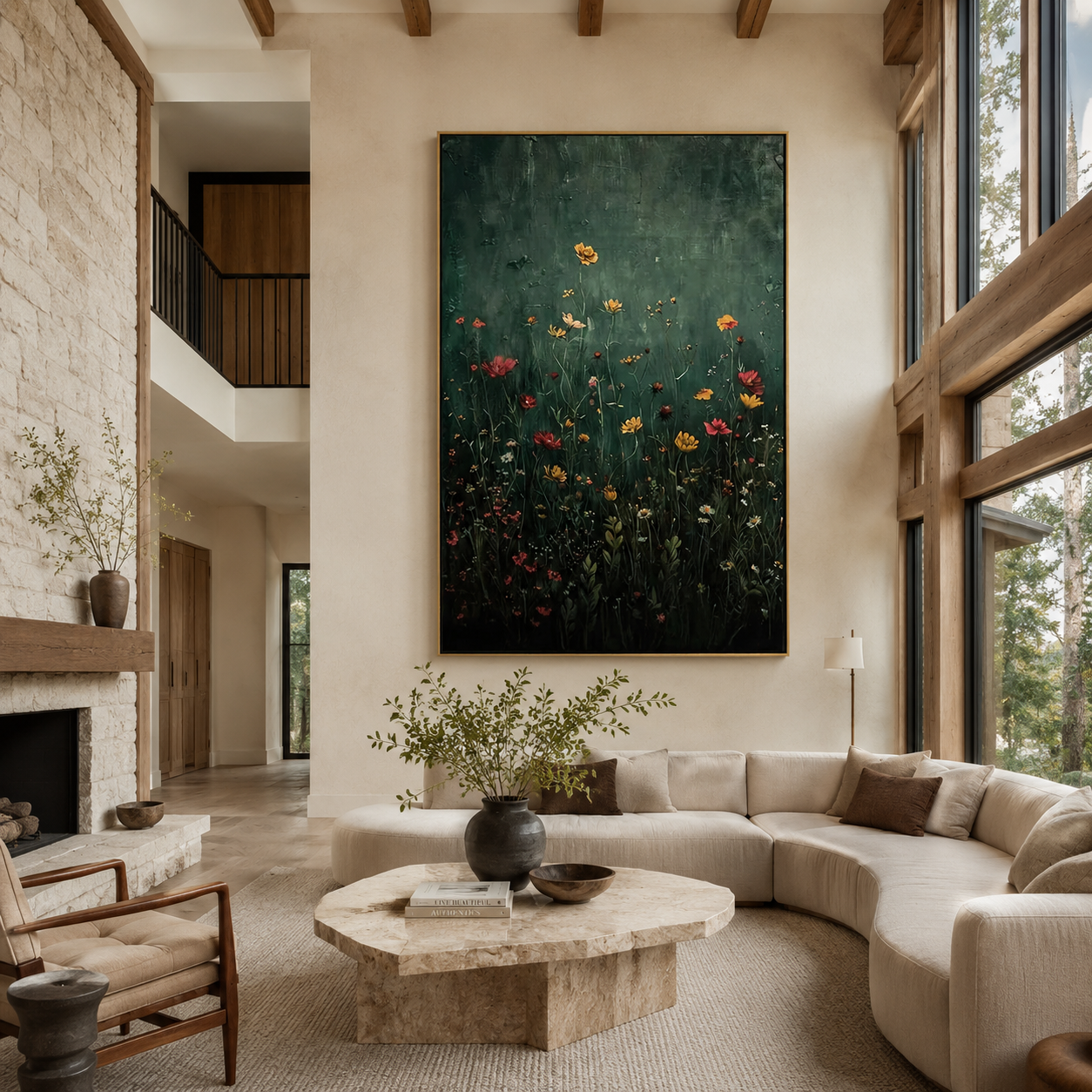 Twilight Meadow-Dark Wildflower Painting
