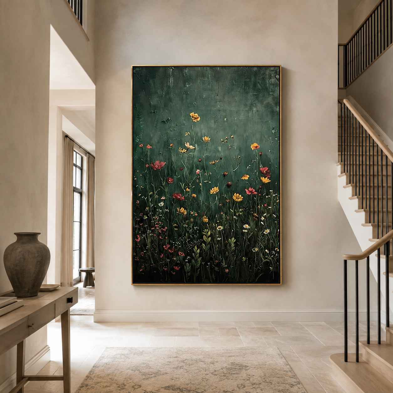 Twilight Meadow-Dark Wildflower Painting
