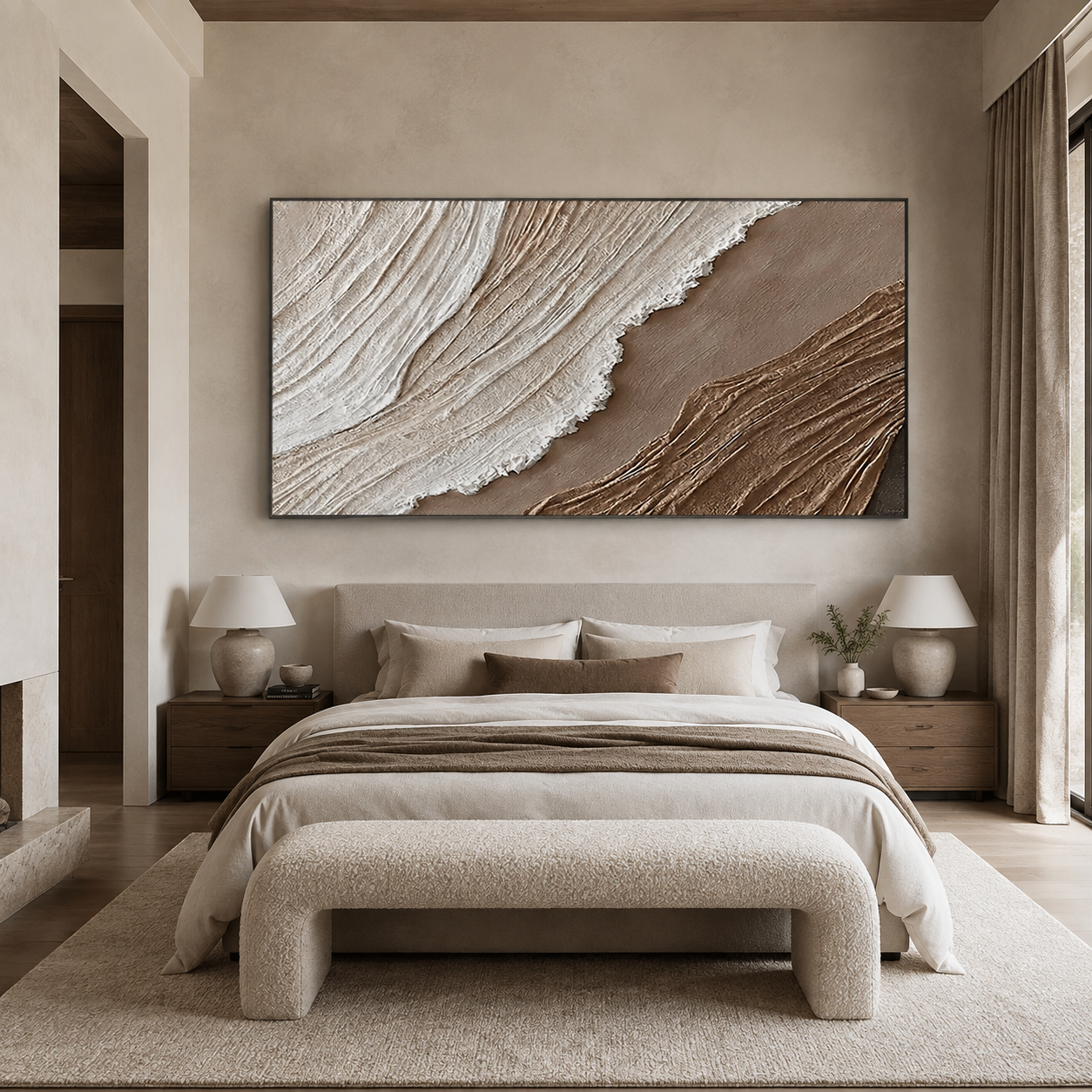 Earth Current-Ivory Taupe Textured Abstract Painting