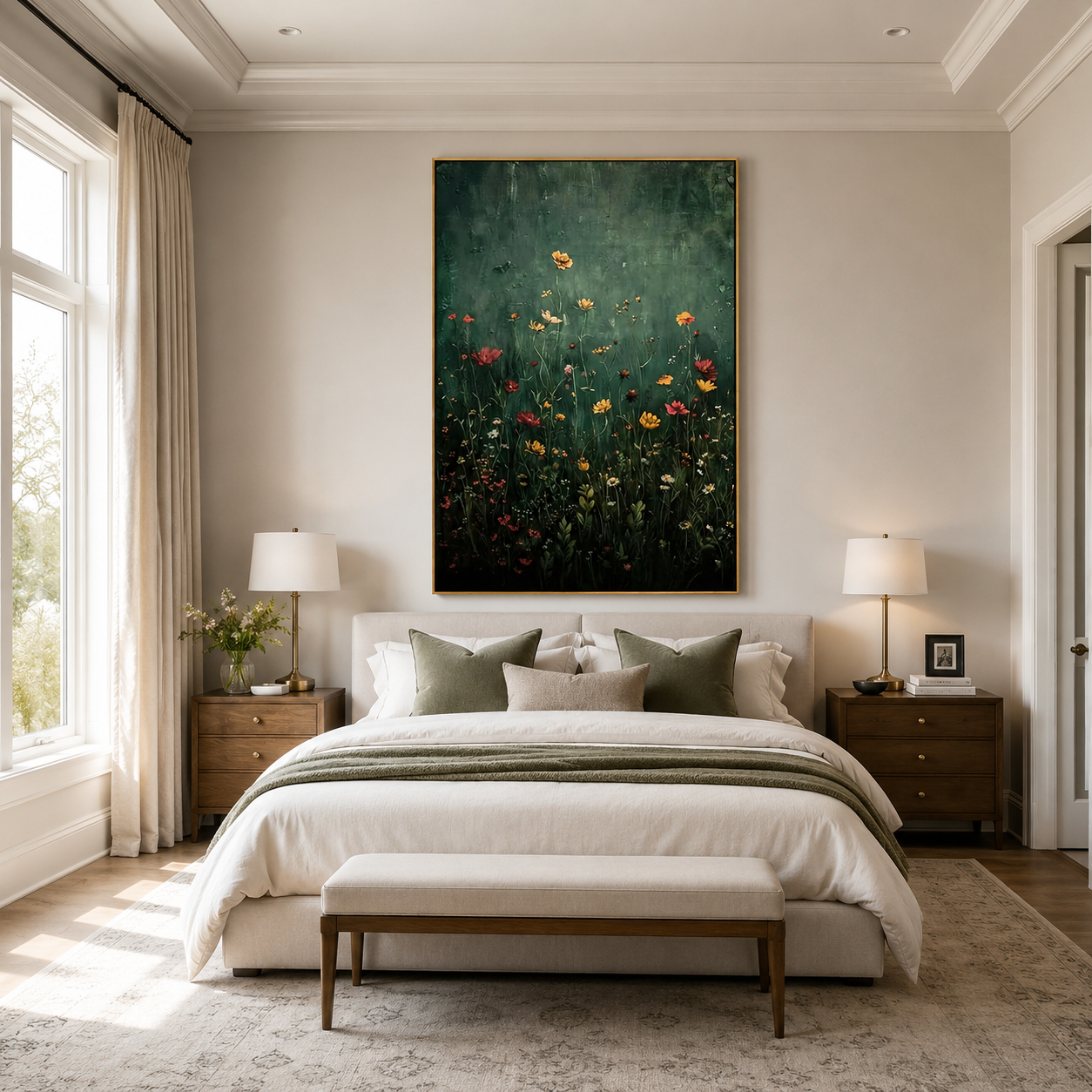 Twilight Meadow-Dark Wildflower Painting