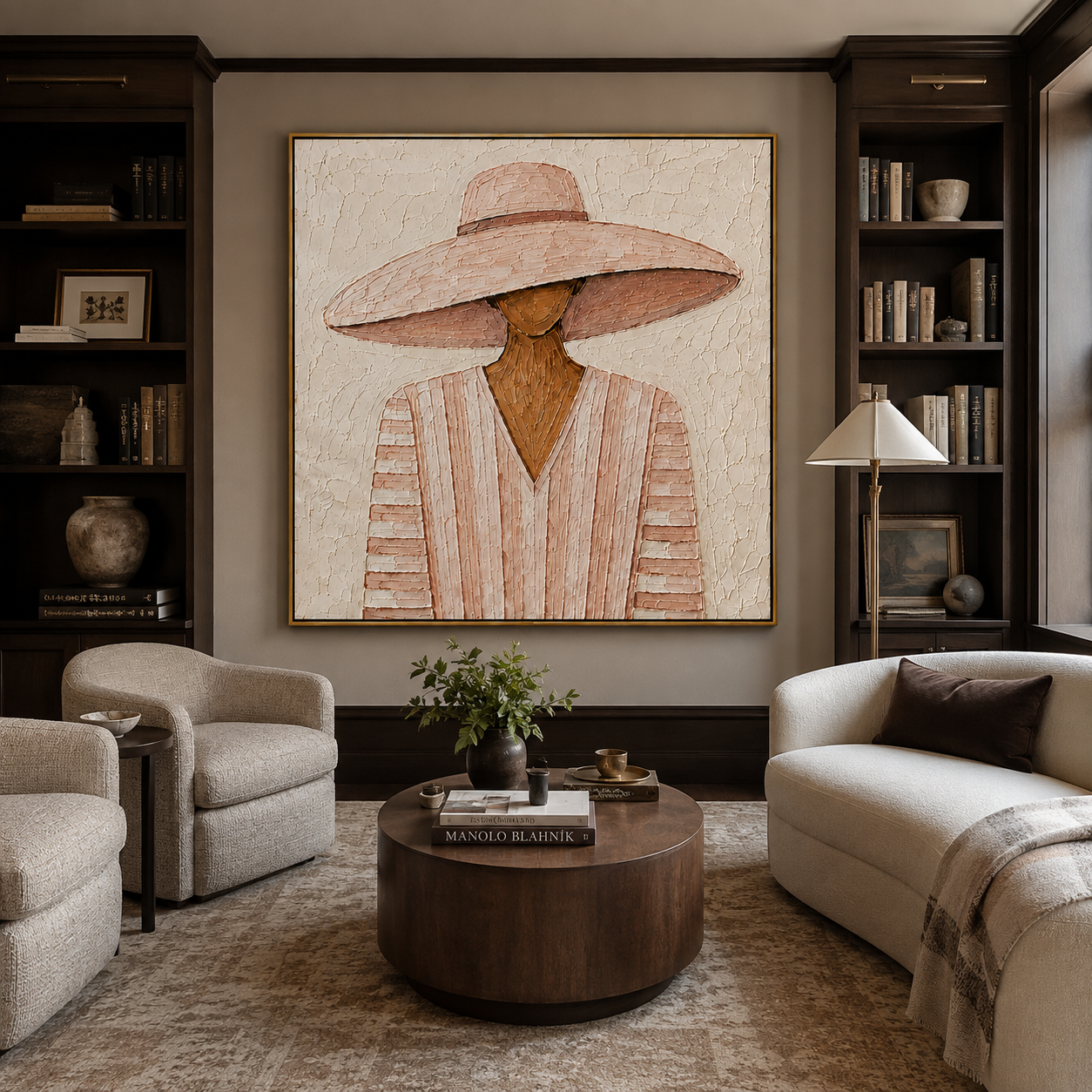 Blush Muse-Woman Portrait Textured Painting