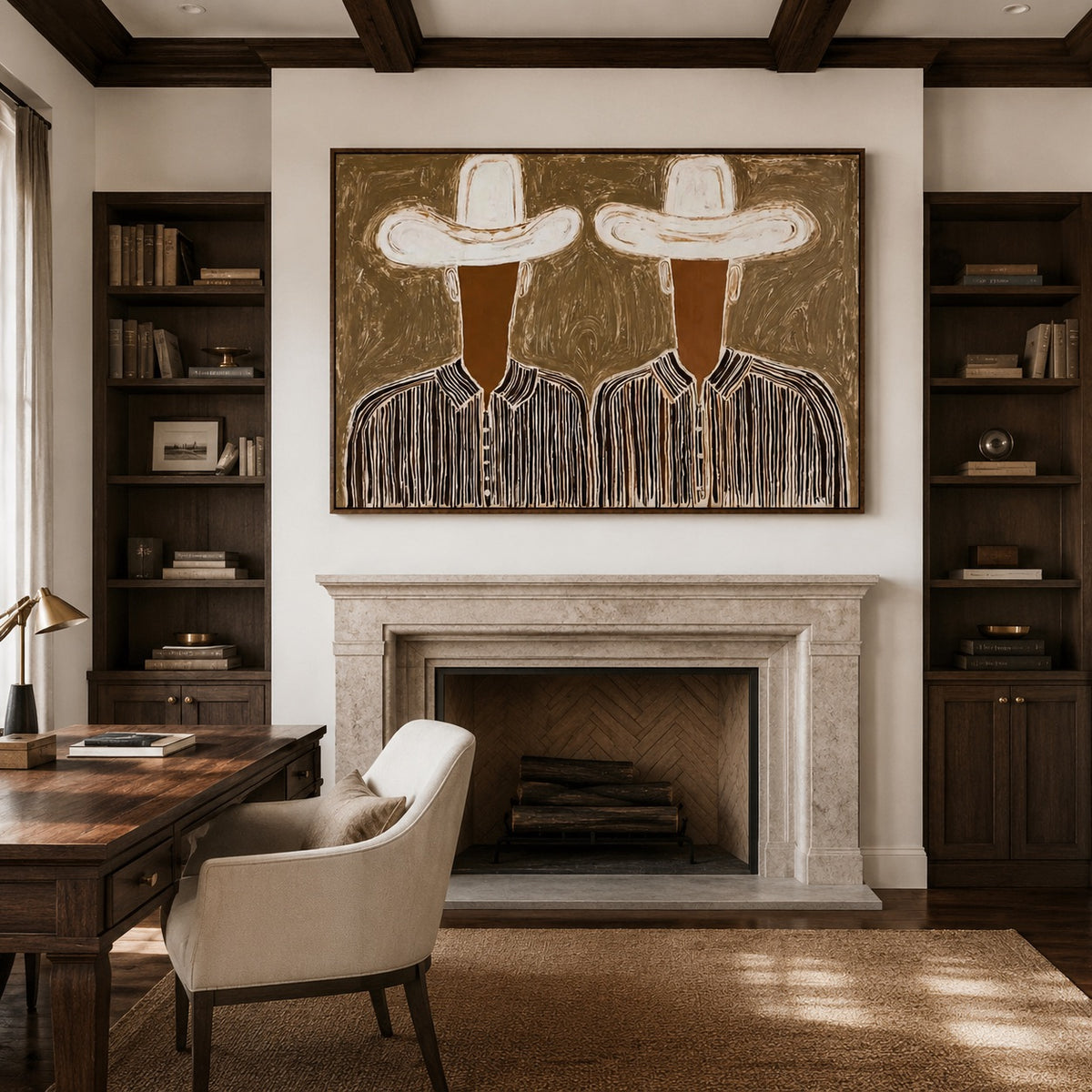Twin Range-Cowboy Portrait Oil Painting