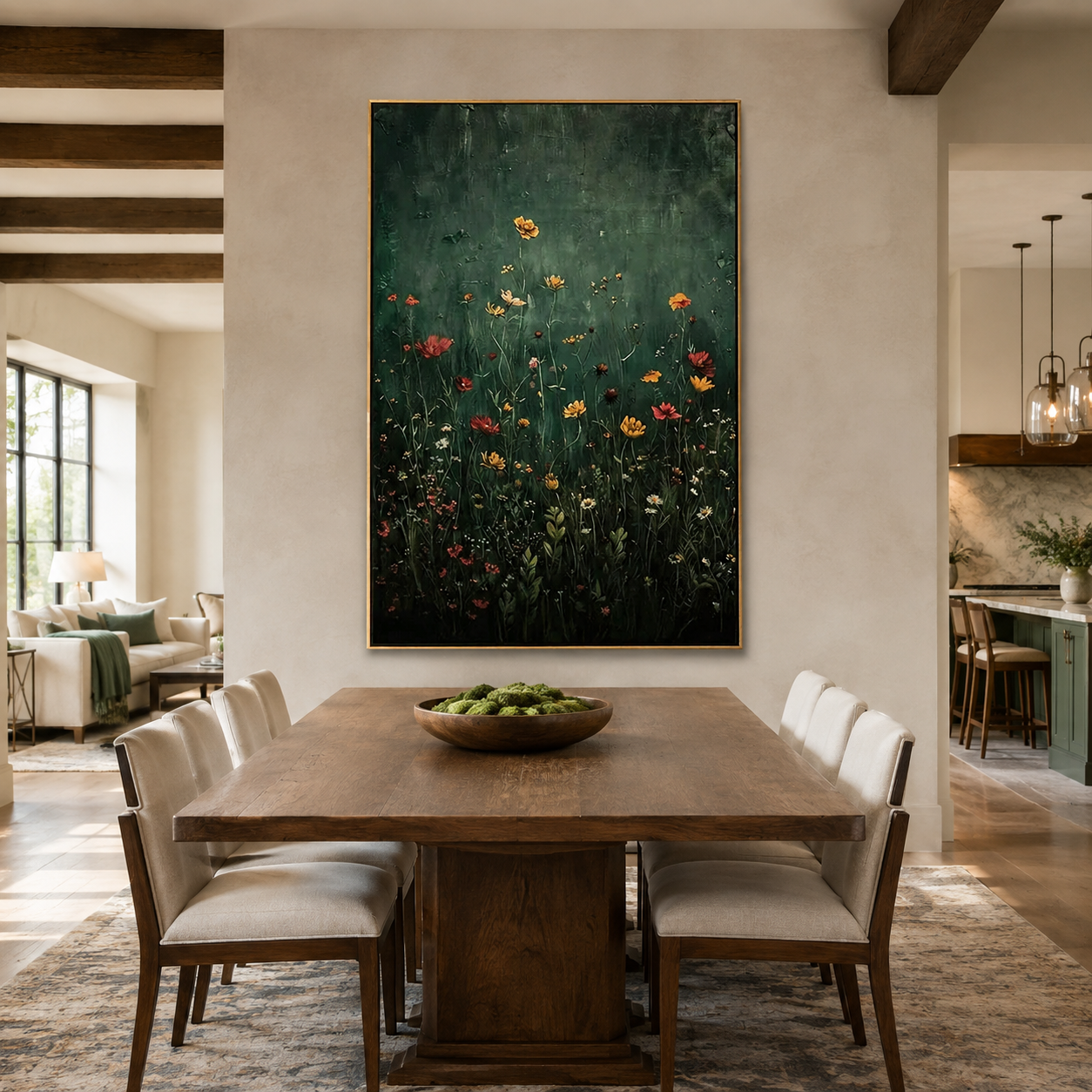 Twilight Meadow-Dark Wildflower Painting