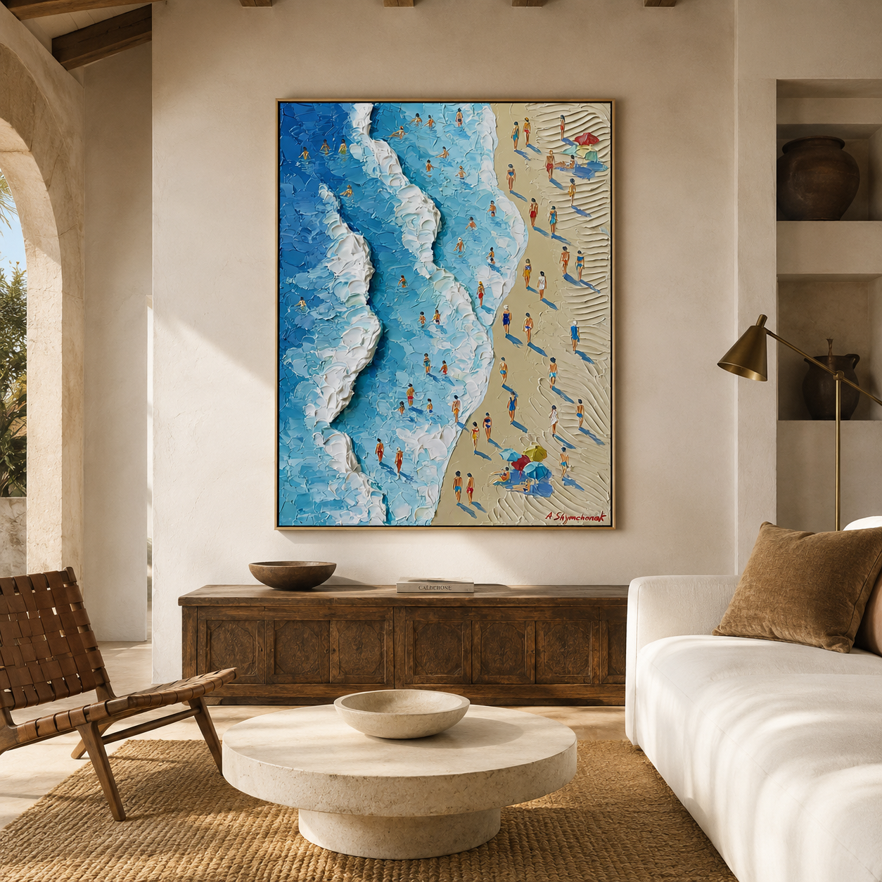 Summer Shore-Aerial Beach Crowd Painting