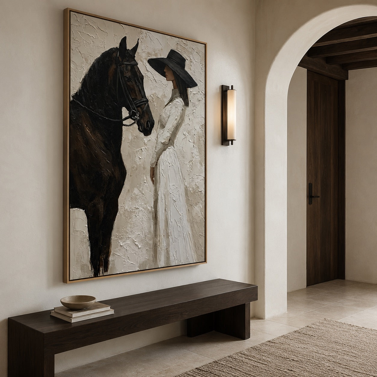 Ivory Encounter-Woman & Horse Oil Painting