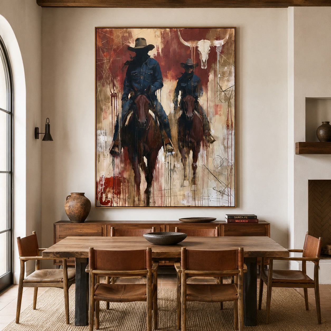 Dustbound Riders-Abstract Cowboy Horse Painting