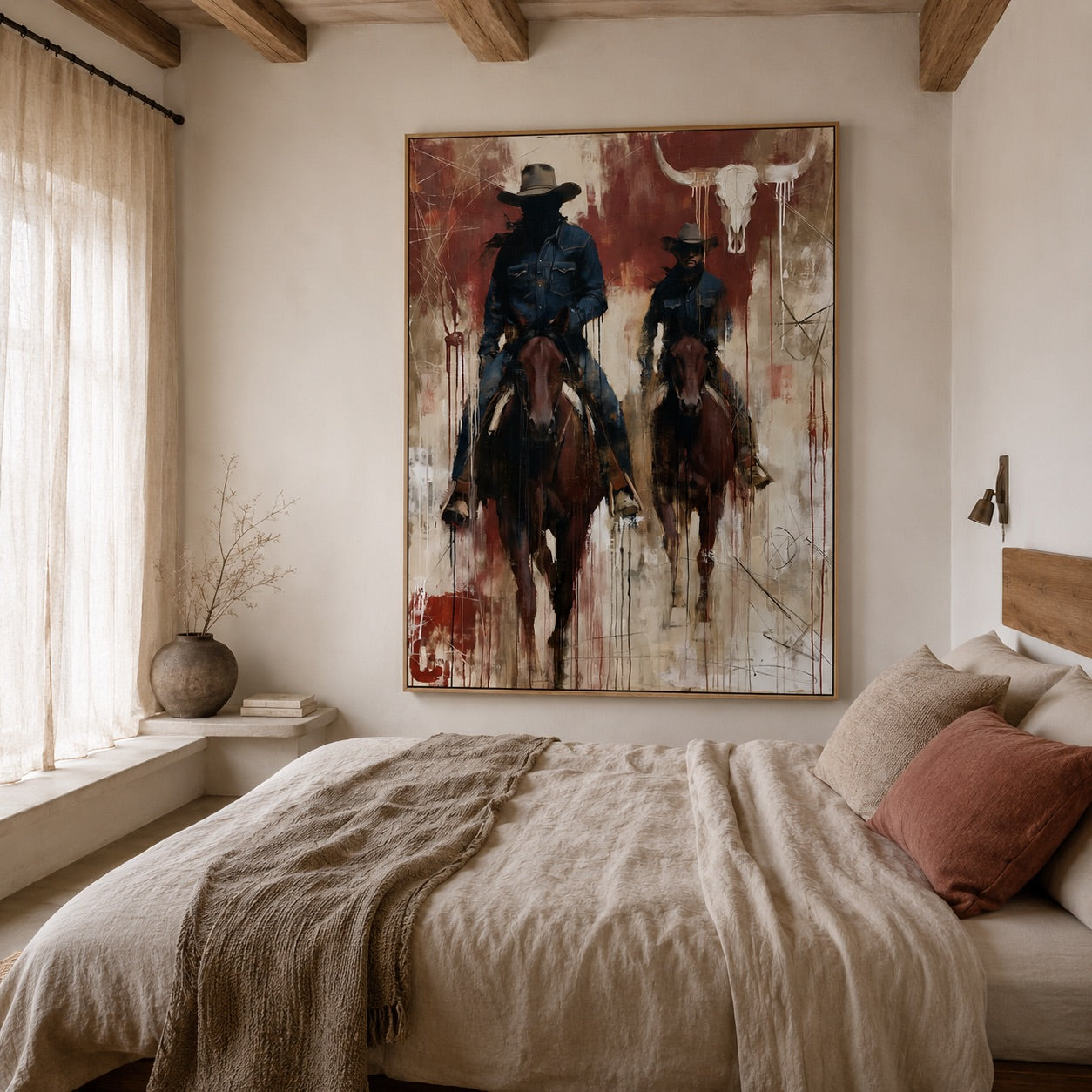 Dustbound Riders-Abstract Cowboy Horse Painting