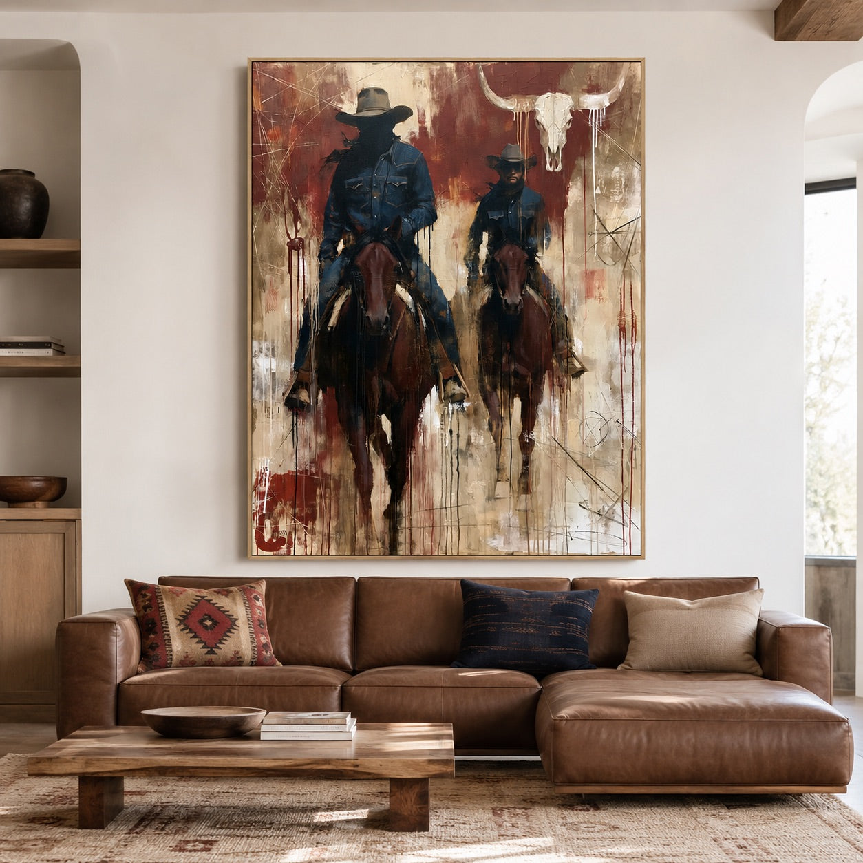 Dustbound Riders-Abstract Cowboy Horse Painting