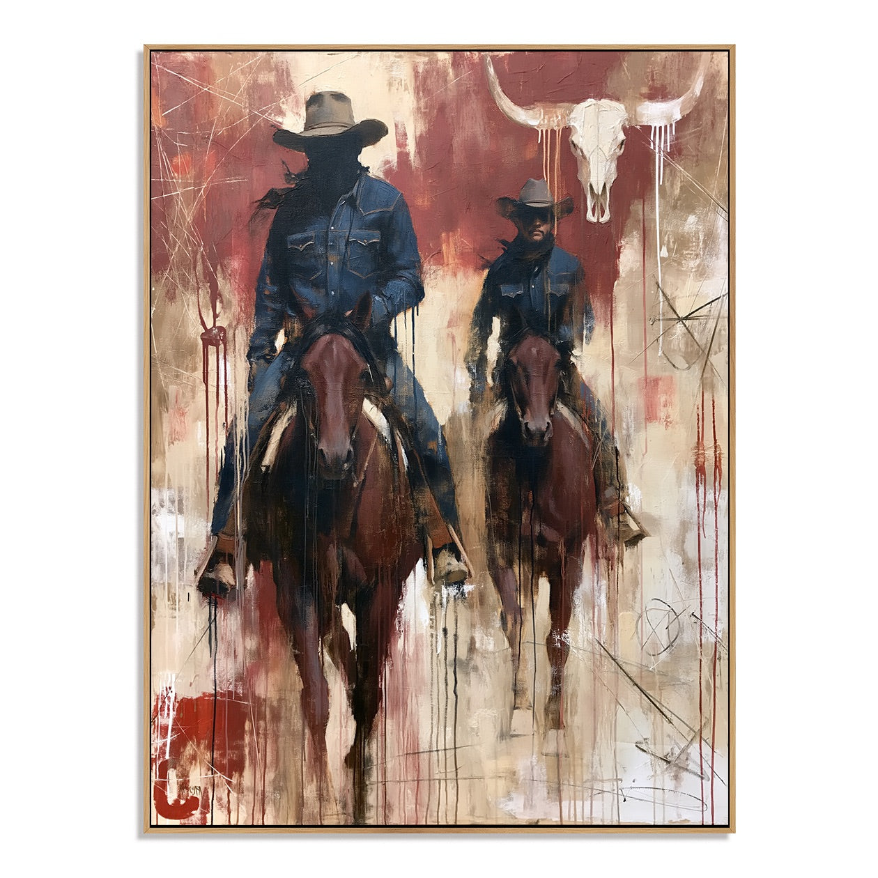 Dustbound Riders-Abstract Cowboy Horse Painting