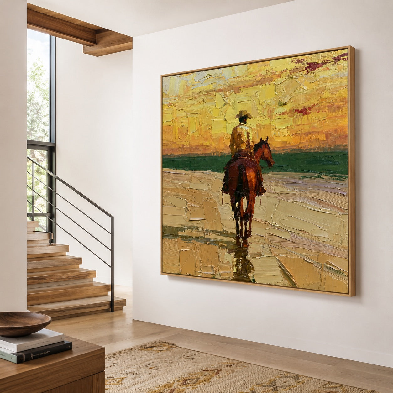 Golden Crossing-Coastal Cowboy Oil Painting
