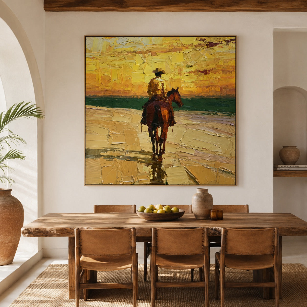 Golden Crossing-Coastal Cowboy Oil Painting