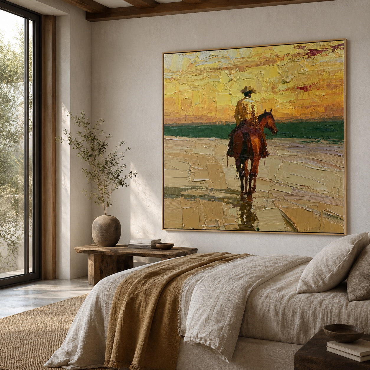 Golden Crossing-Coastal Cowboy Oil Painting