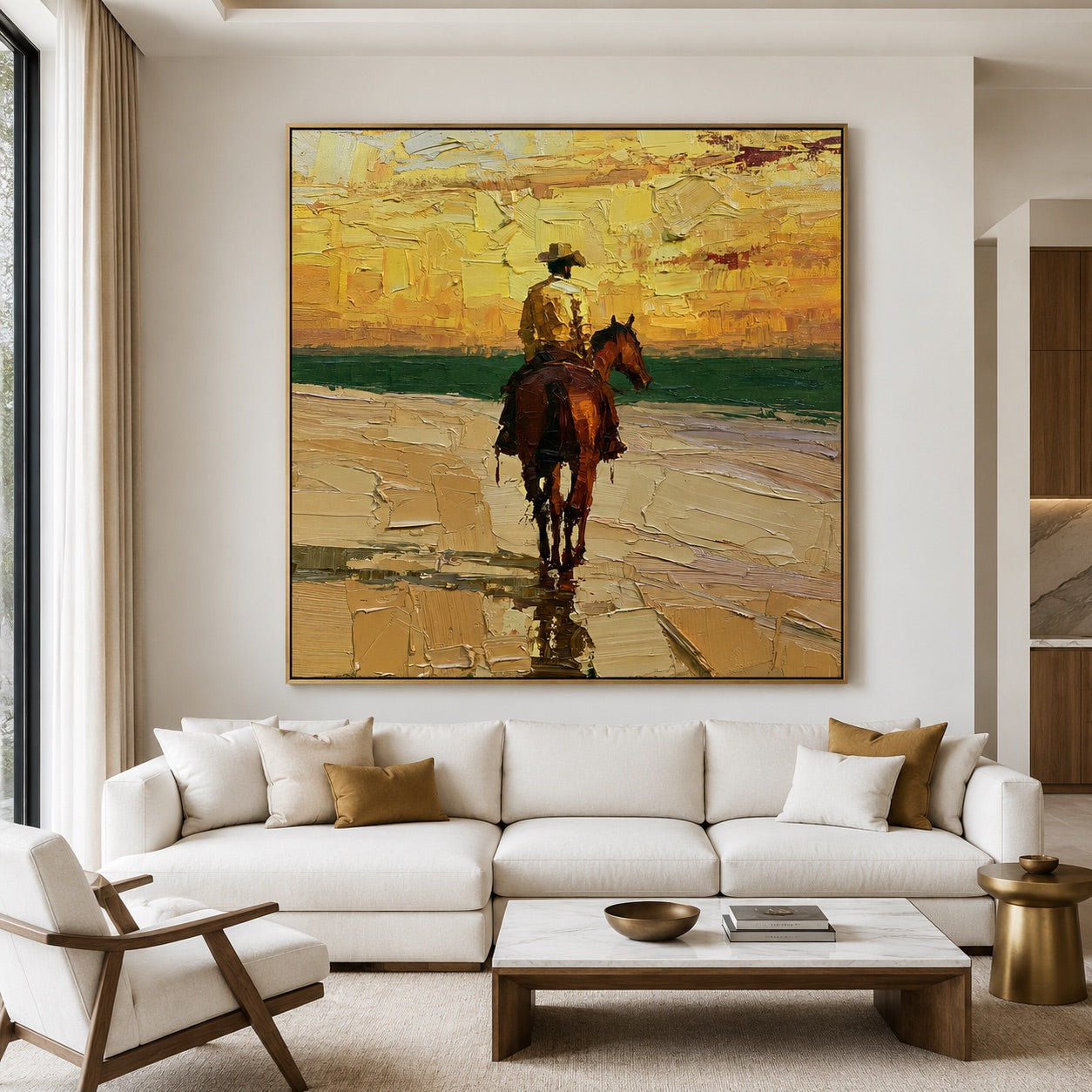 Golden Crossing-Coastal Cowboy Oil Painting