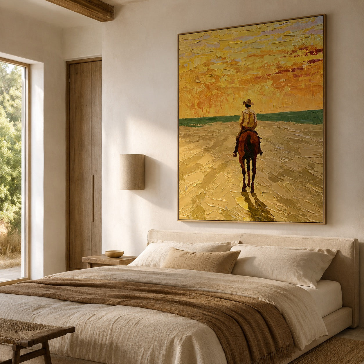 Sunlit Trail-Lone Cowboy Oil Painting