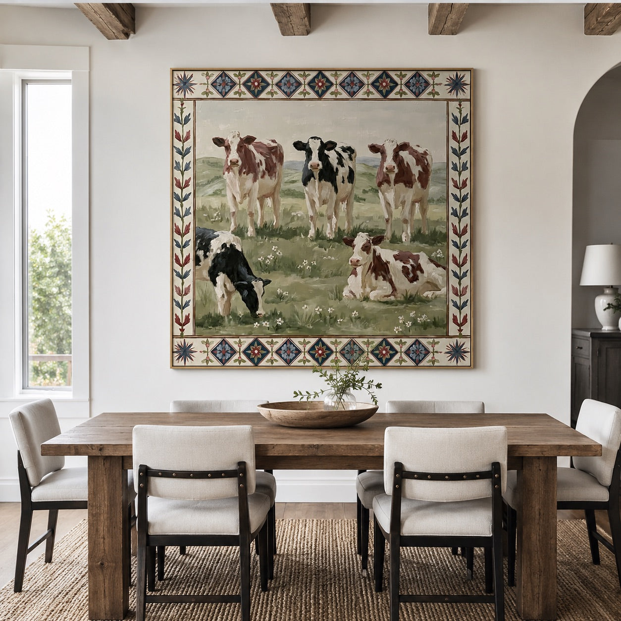 Meadow Kin-Folk Cow Oil Painting