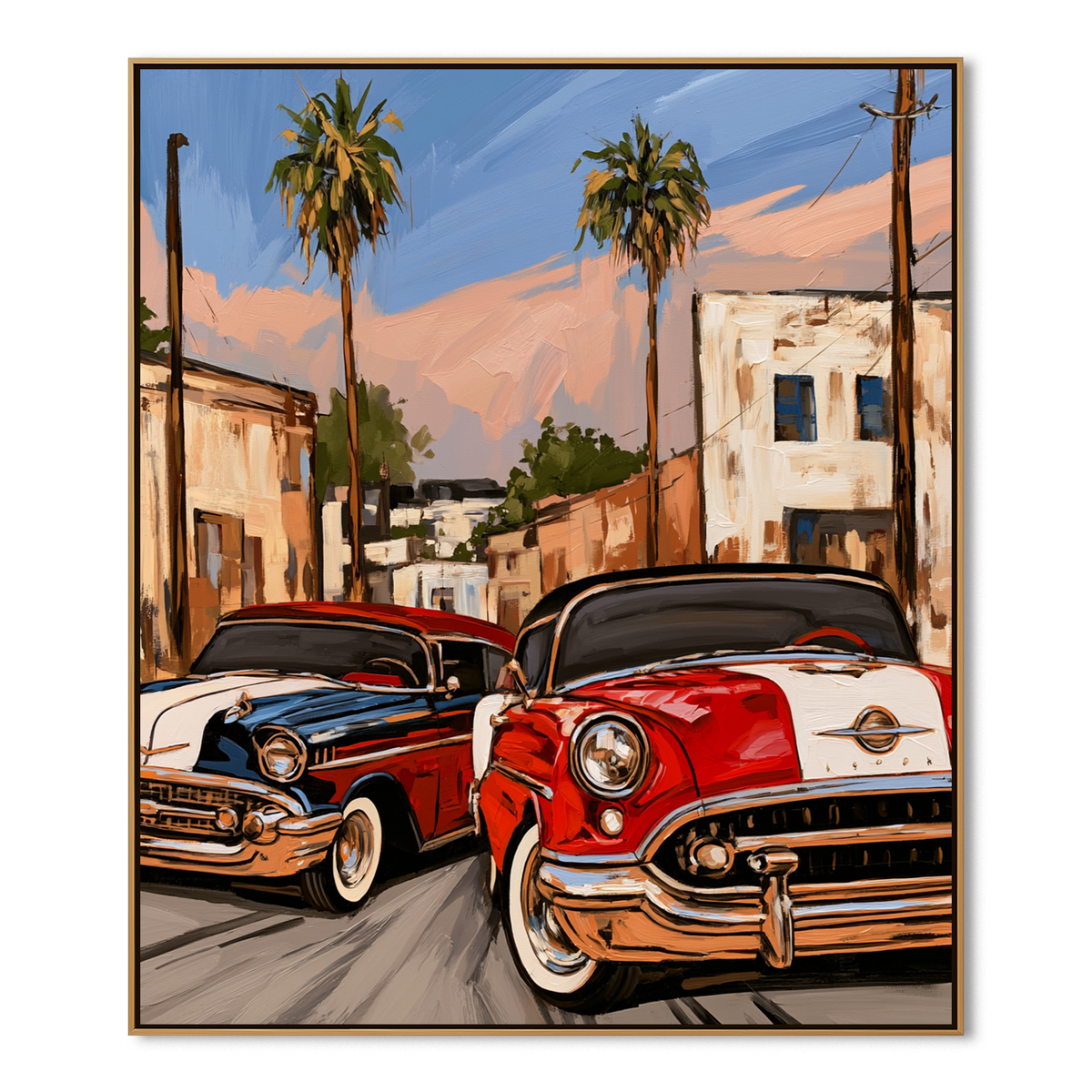 Vintage Street Drive-Retro Americana Car Painting