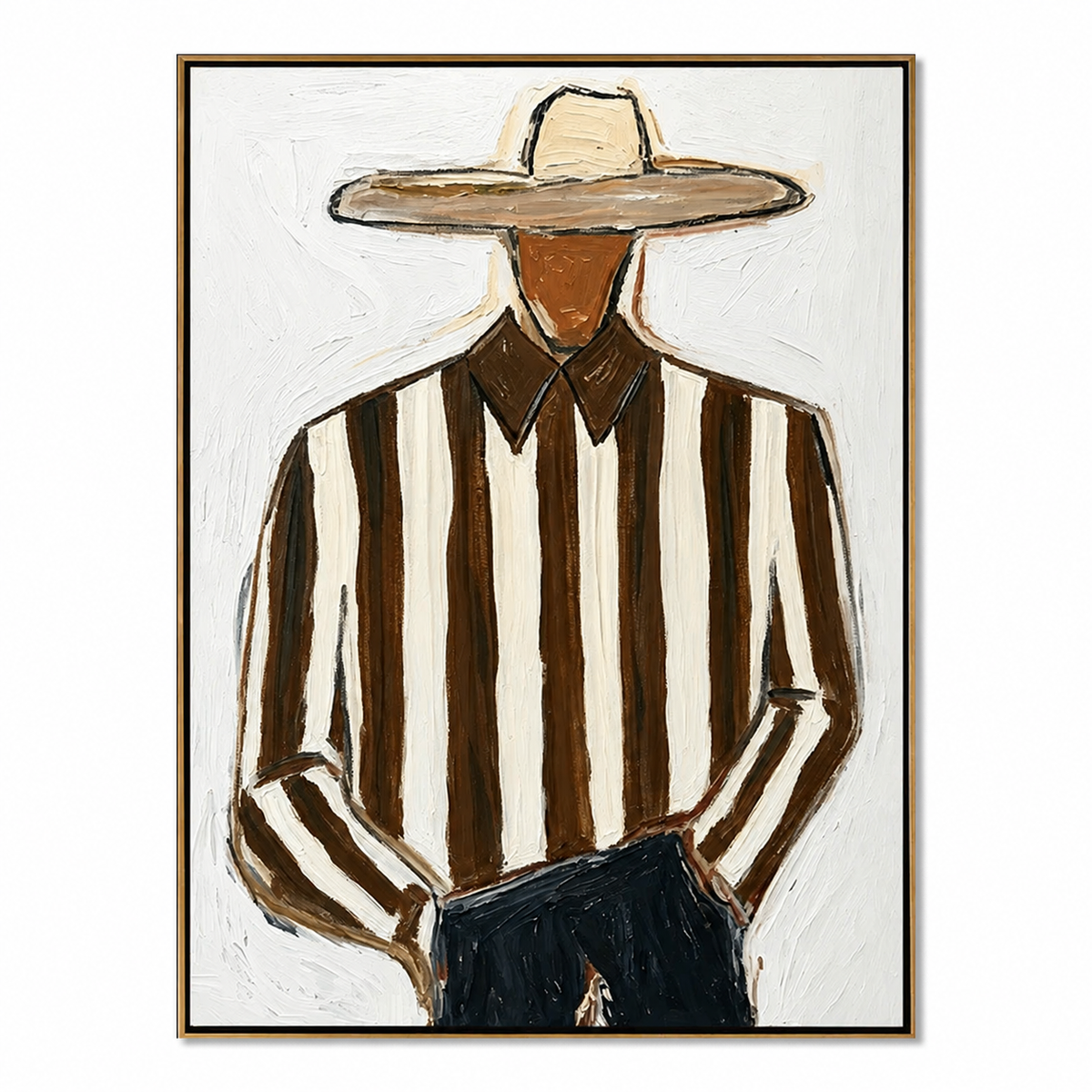 Desert Stripe-Brown Cowboy Portrait Painting