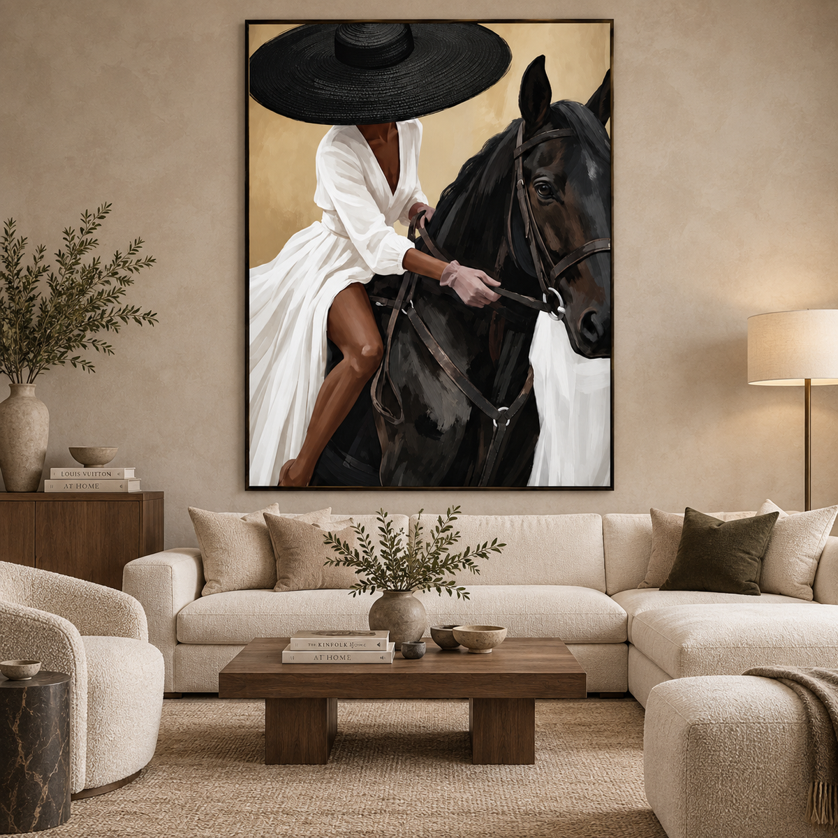 Black Stallion Elegance-Modern Equestrian Painting