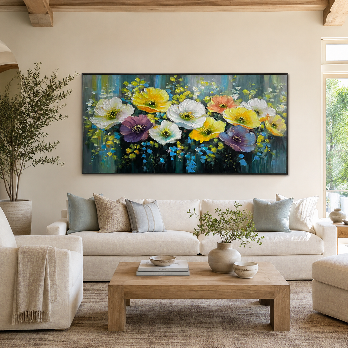 Blooming Harmony-Colorful Floral Oil Painting