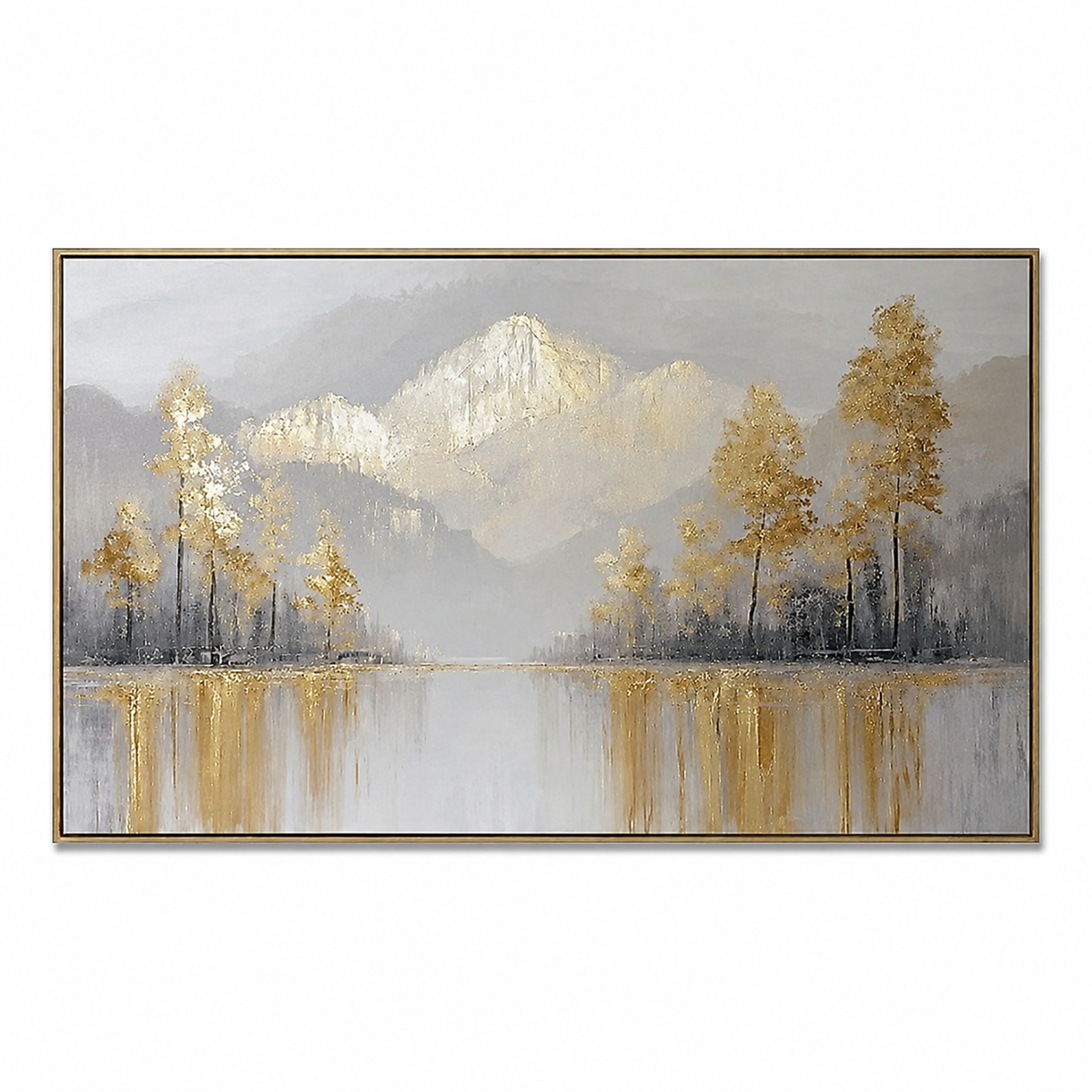 Gilded Peaks-Gold Mountain Lake Painting