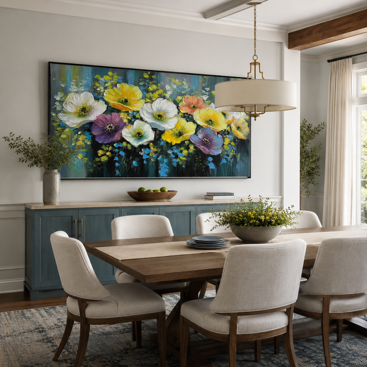Blooming Harmony-Colorful Floral Oil Painting