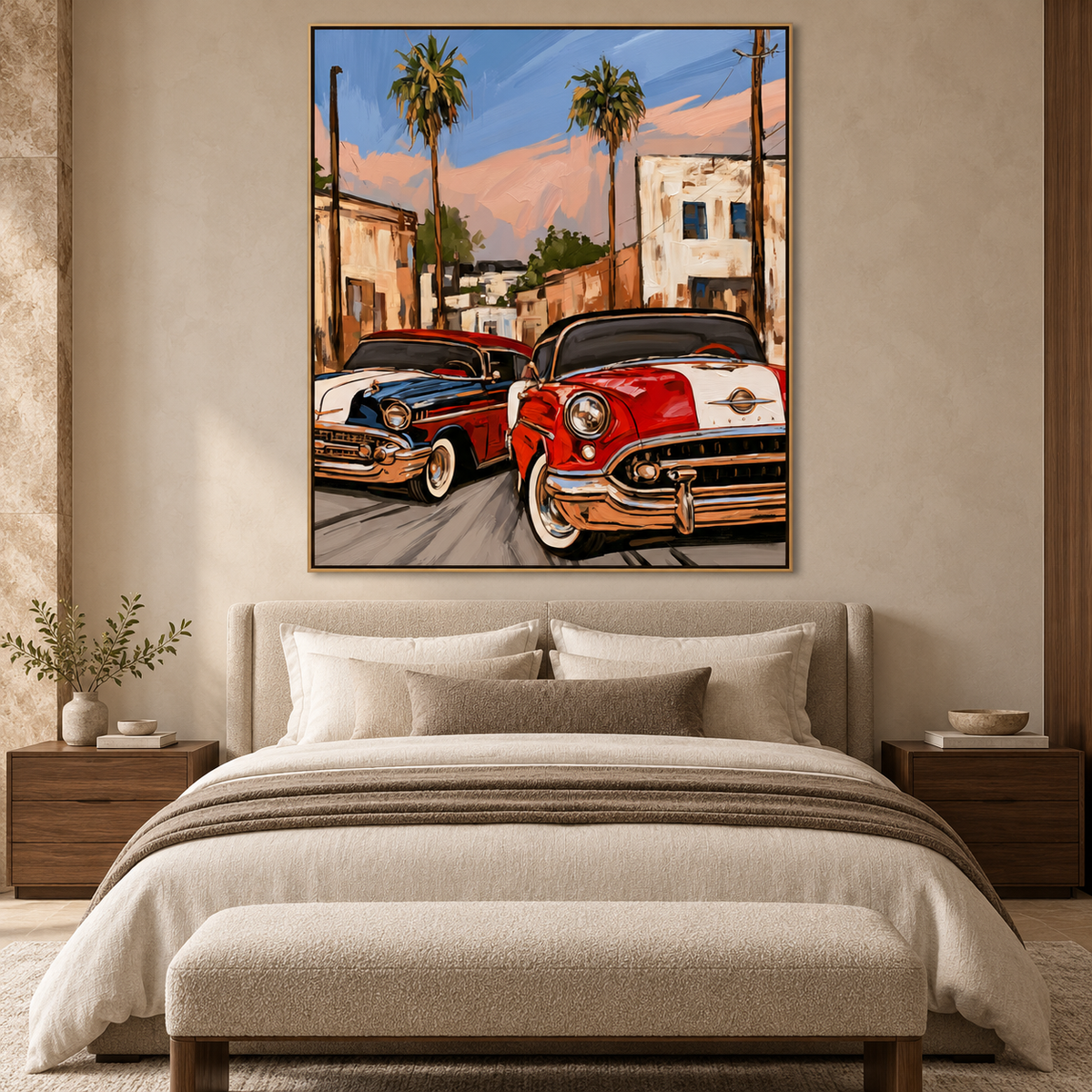 Vintage Street Drive-Retro Americana Car Painting