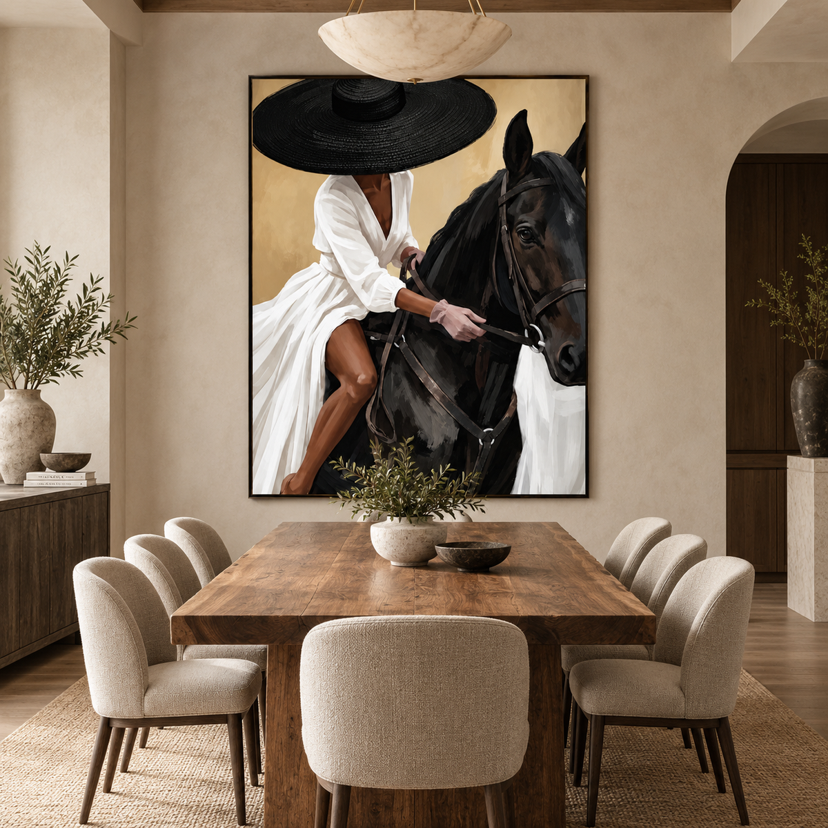Black Stallion Elegance-Modern Equestrian Painting