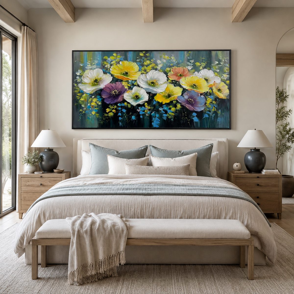 Blooming Harmony-Colorful Floral Oil Painting