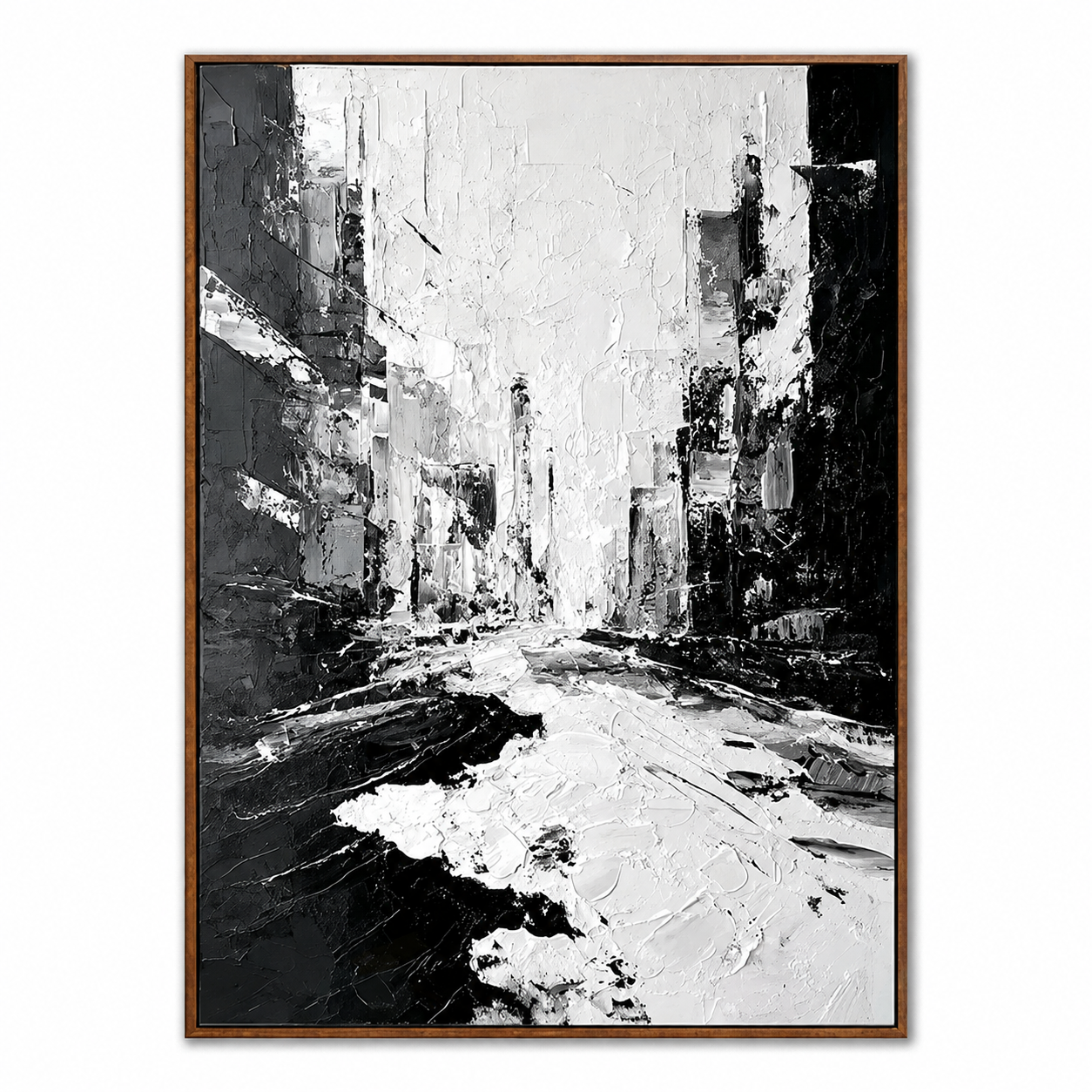 Monochrome Cityscape-Black White Abstract Painting