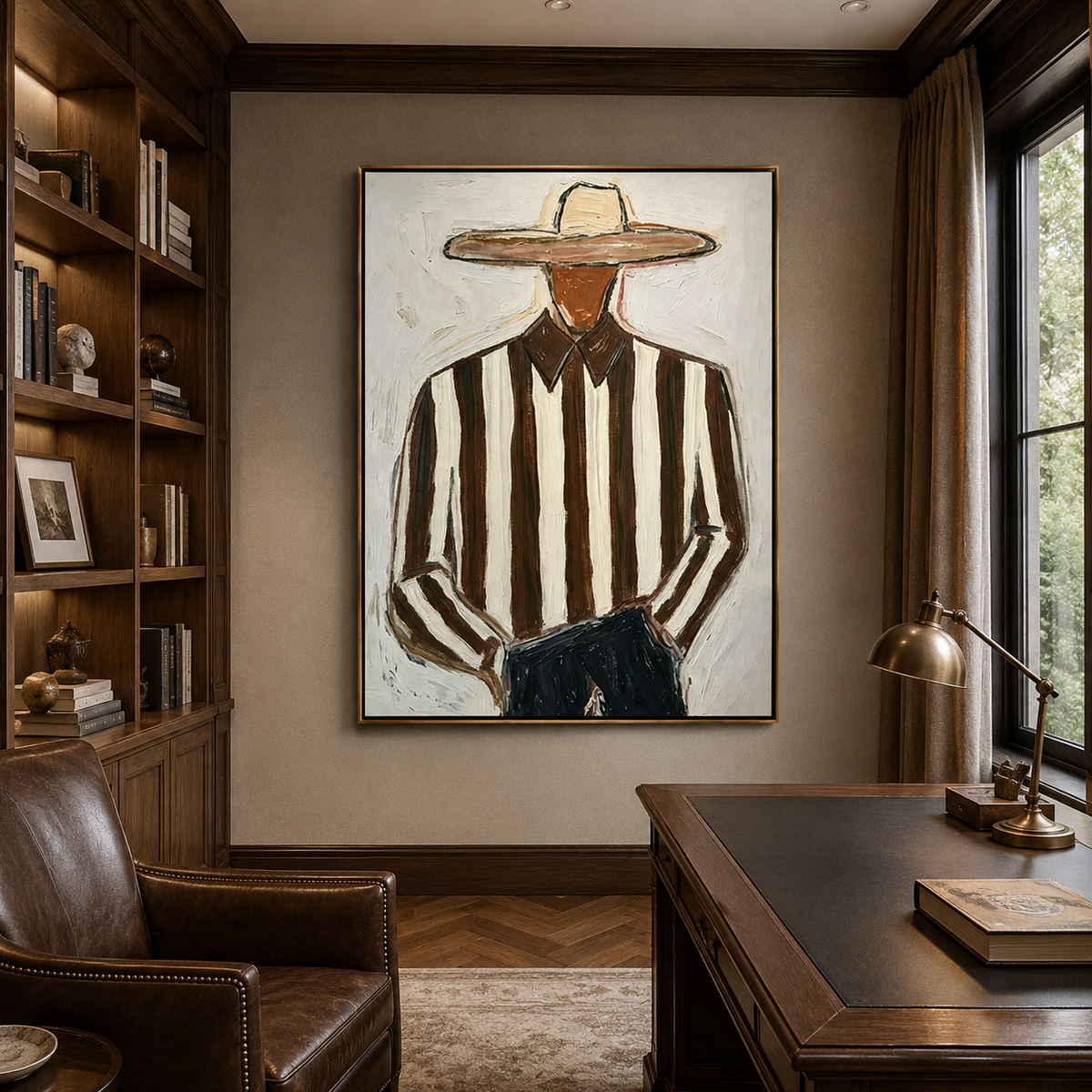 Desert Stripe-Brown Cowboy Portrait Painting