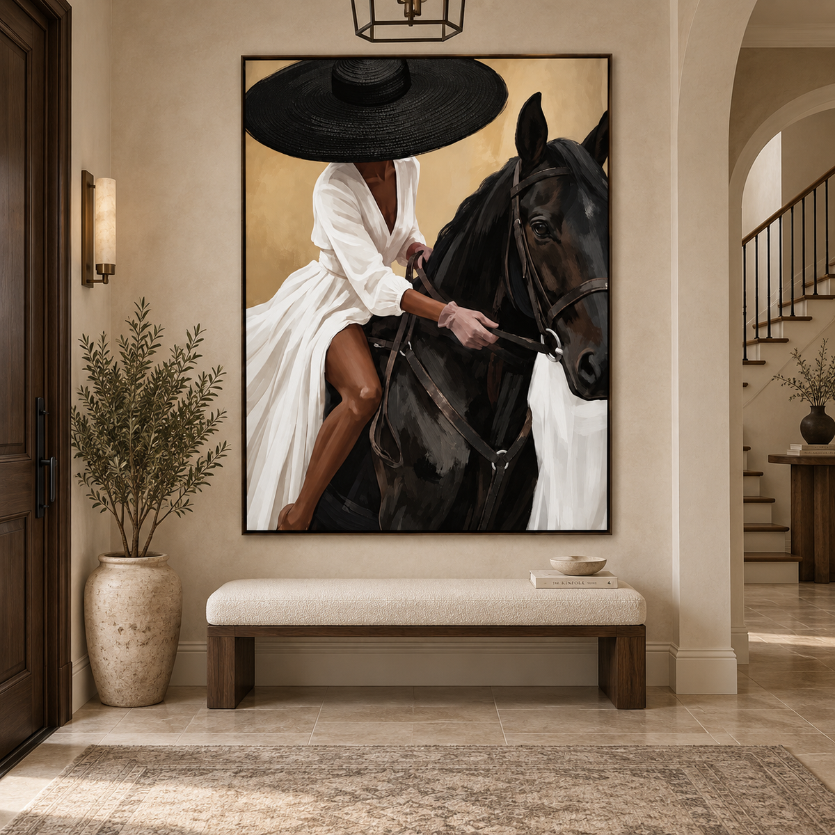 Black Stallion Elegance-Modern Equestrian Painting