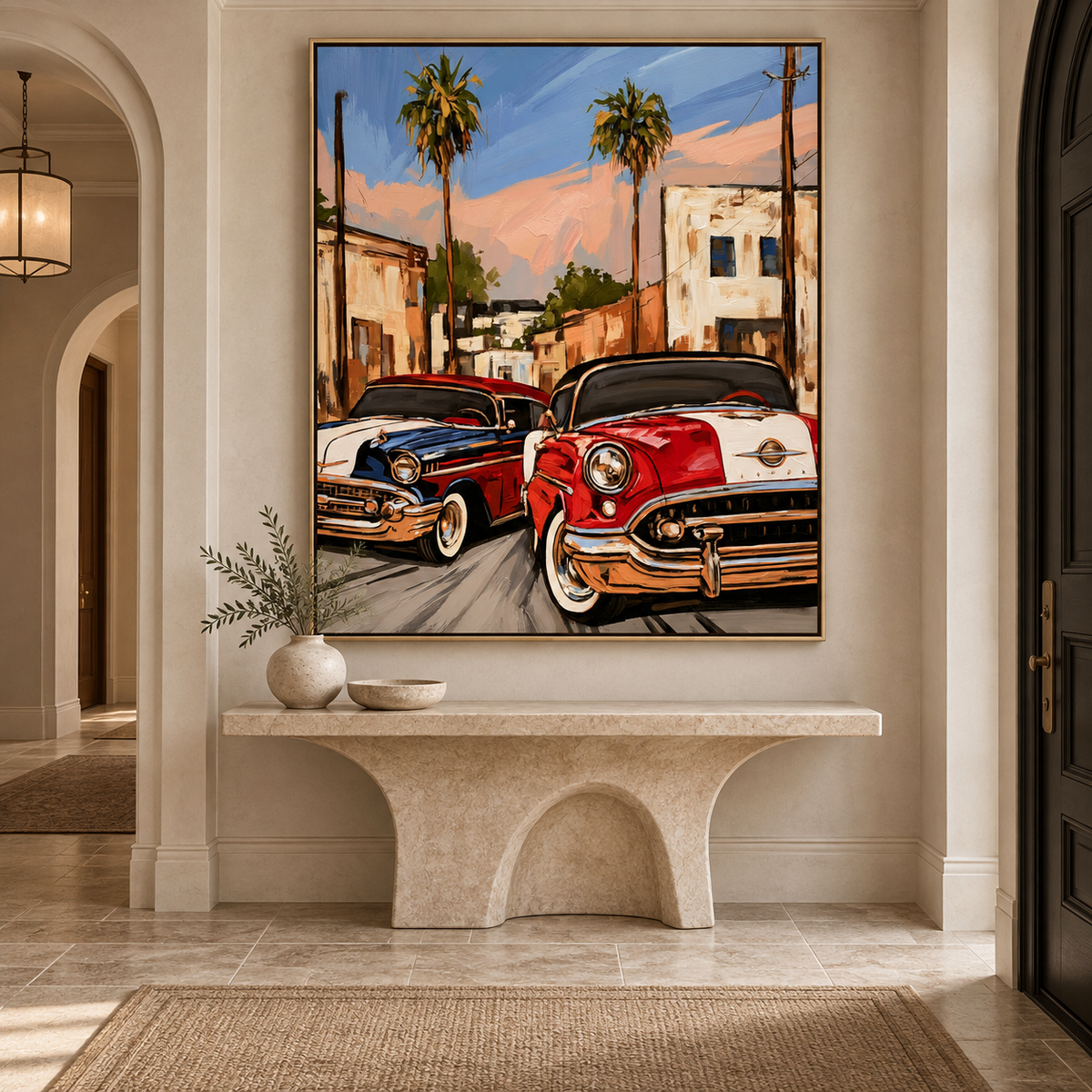 Vintage Street Drive-Retro Americana Car Painting