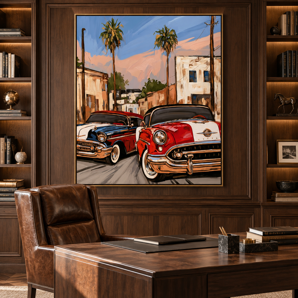 Vintage Street Drive-Retro Americana Car Painting
