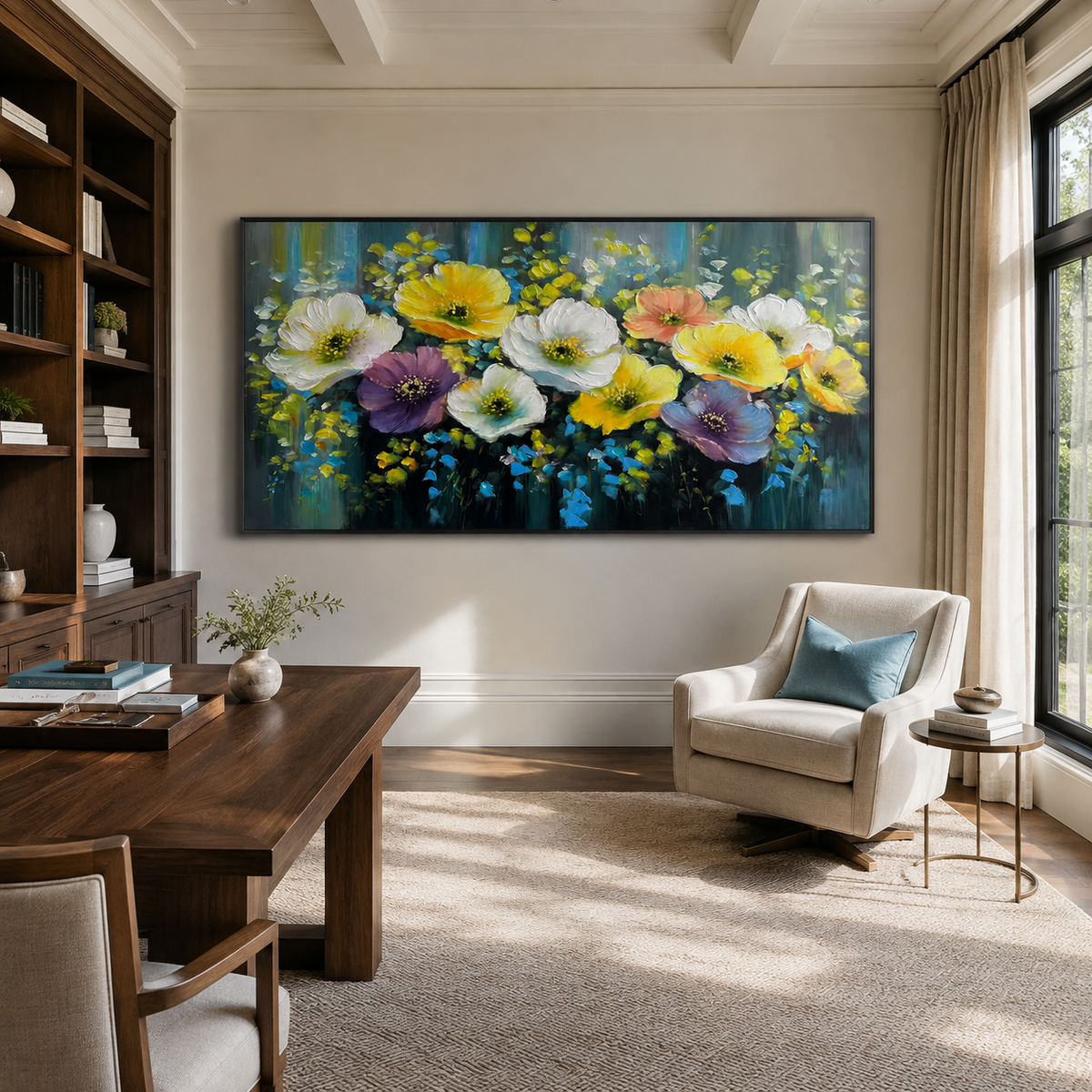 Blooming Harmony-Colorful Floral Oil Painting