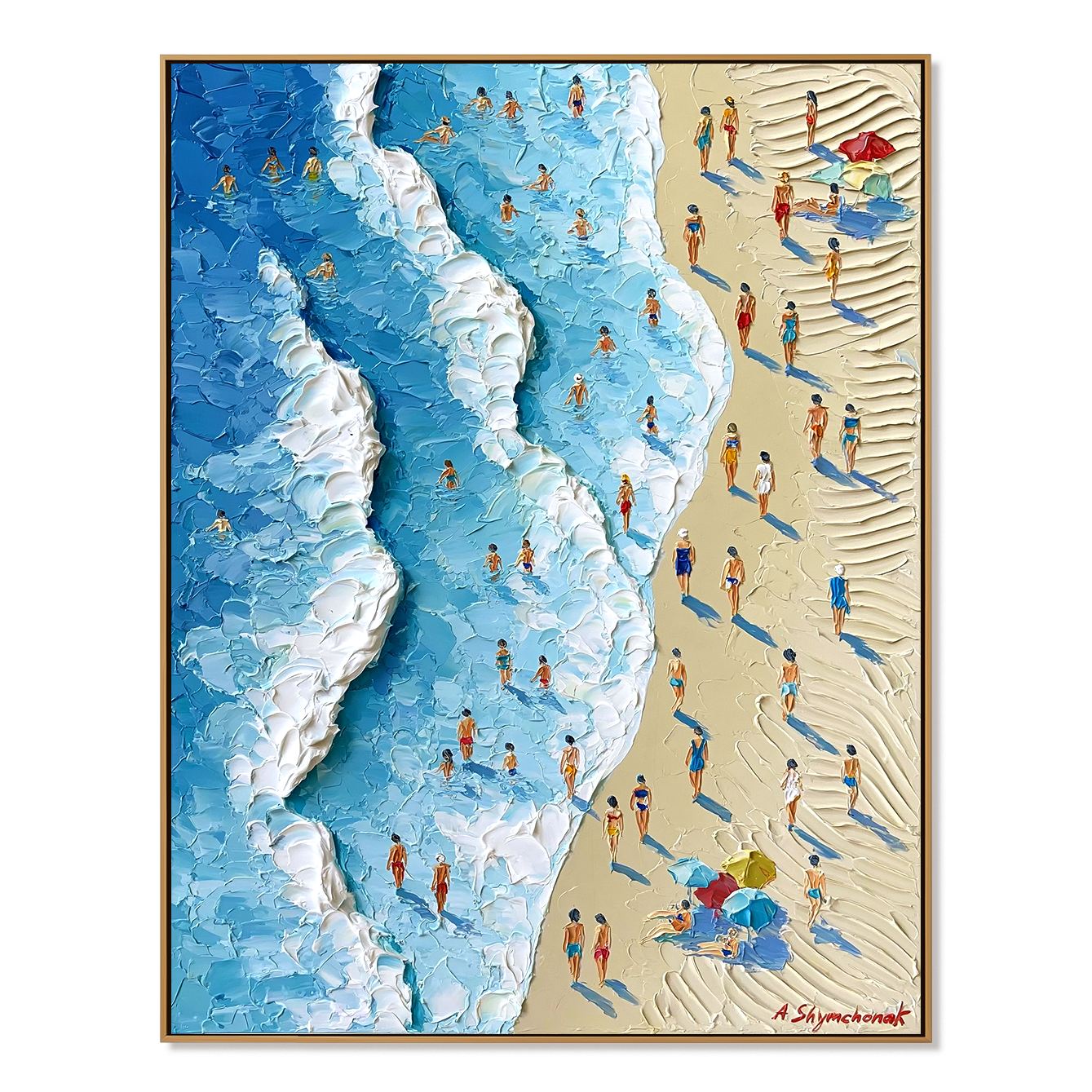 Summer Shore-Aerial Beach Crowd Painting