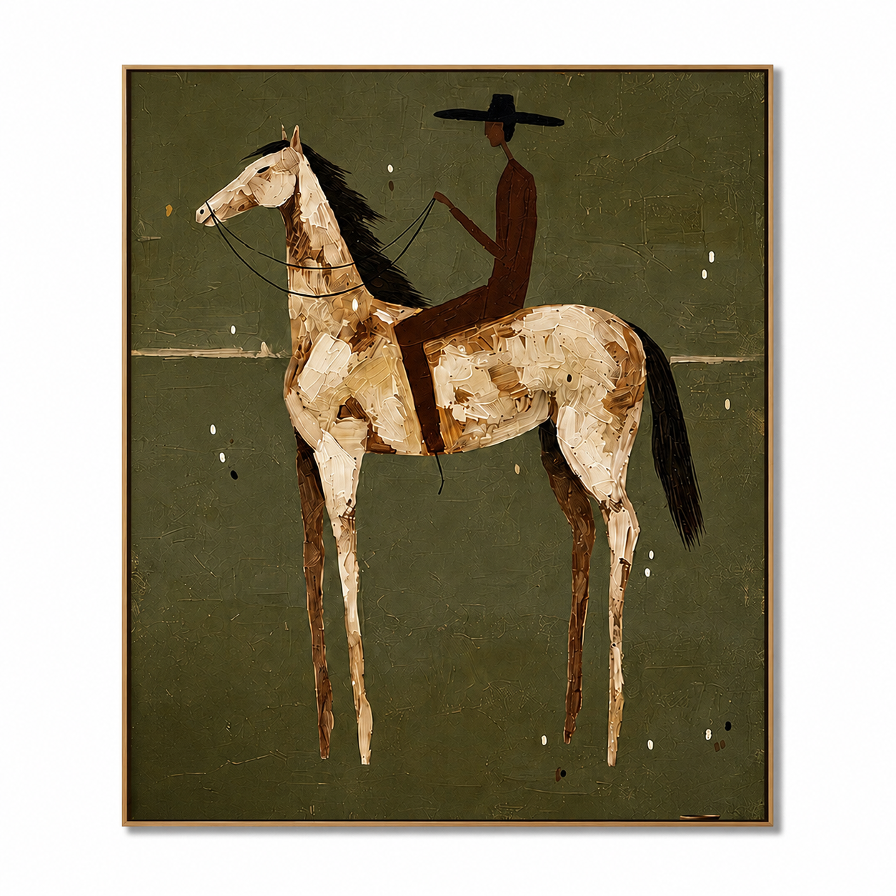 Quiet Rein-Olive Horse Rider Painting