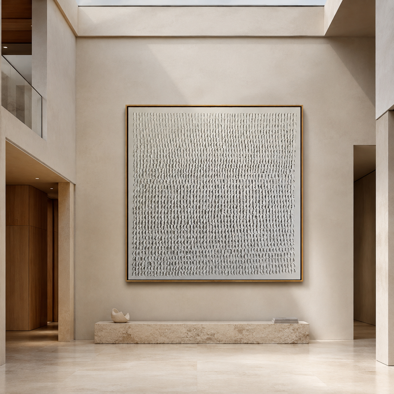 Ivory Rhythm-White Textured Abstract Painting