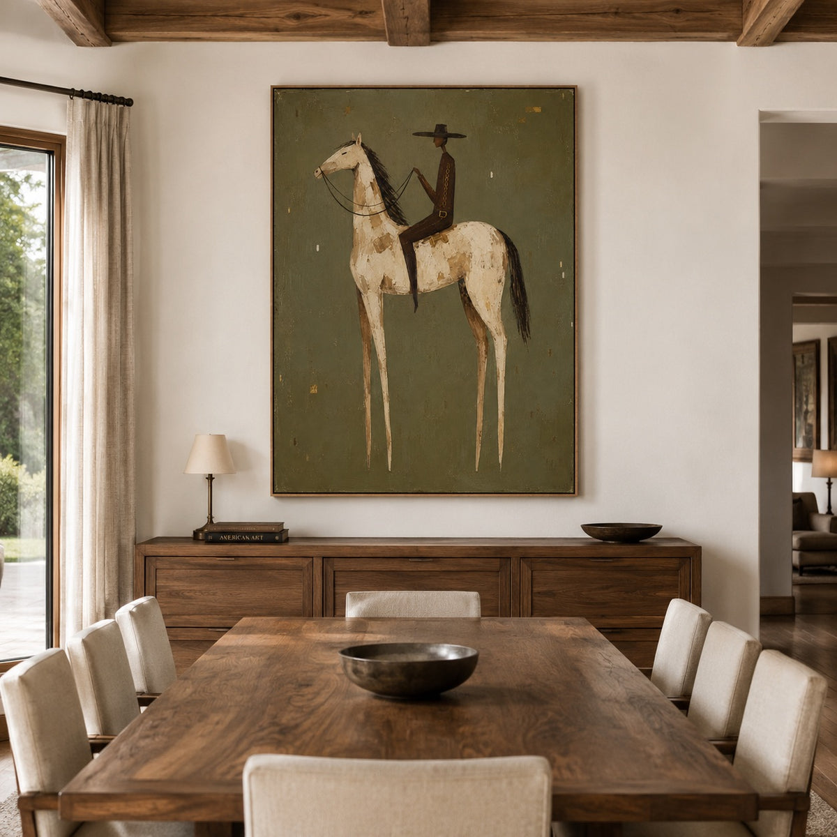 Quiet Range-Minimalist Cowboy Oil Painting