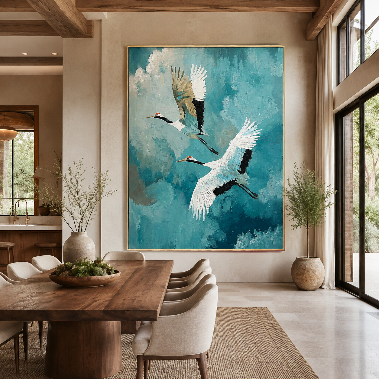 Skyward Grace-Flying Crane Painting