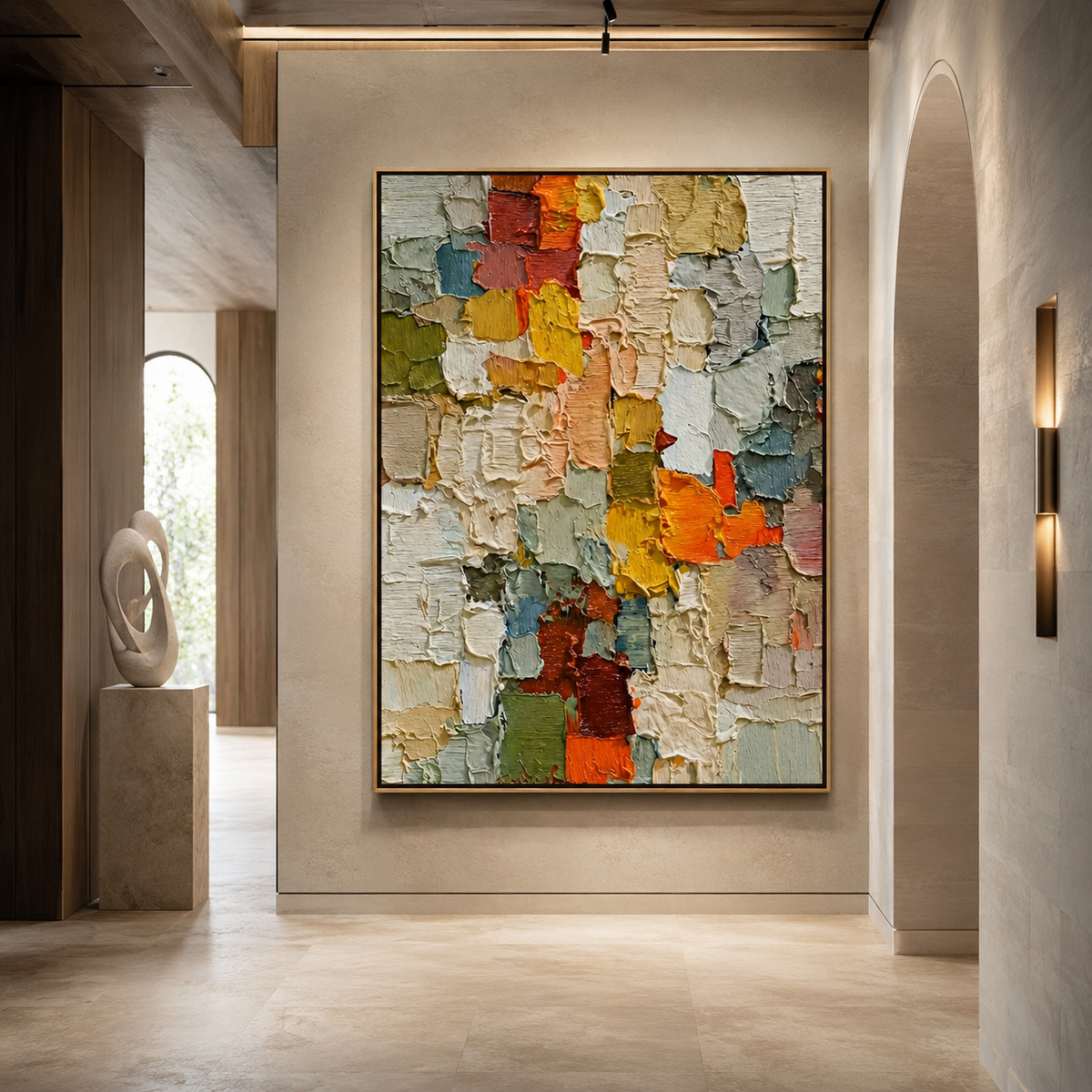Mosaic Rhythm-Color Block Textured Abstract Painting