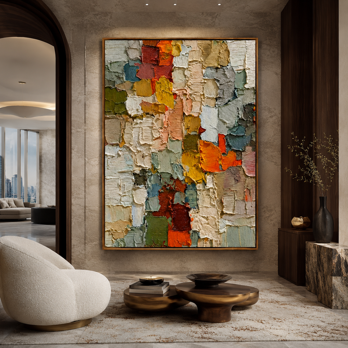 Mosaic Rhythm-Color Block Textured Abstract Painting