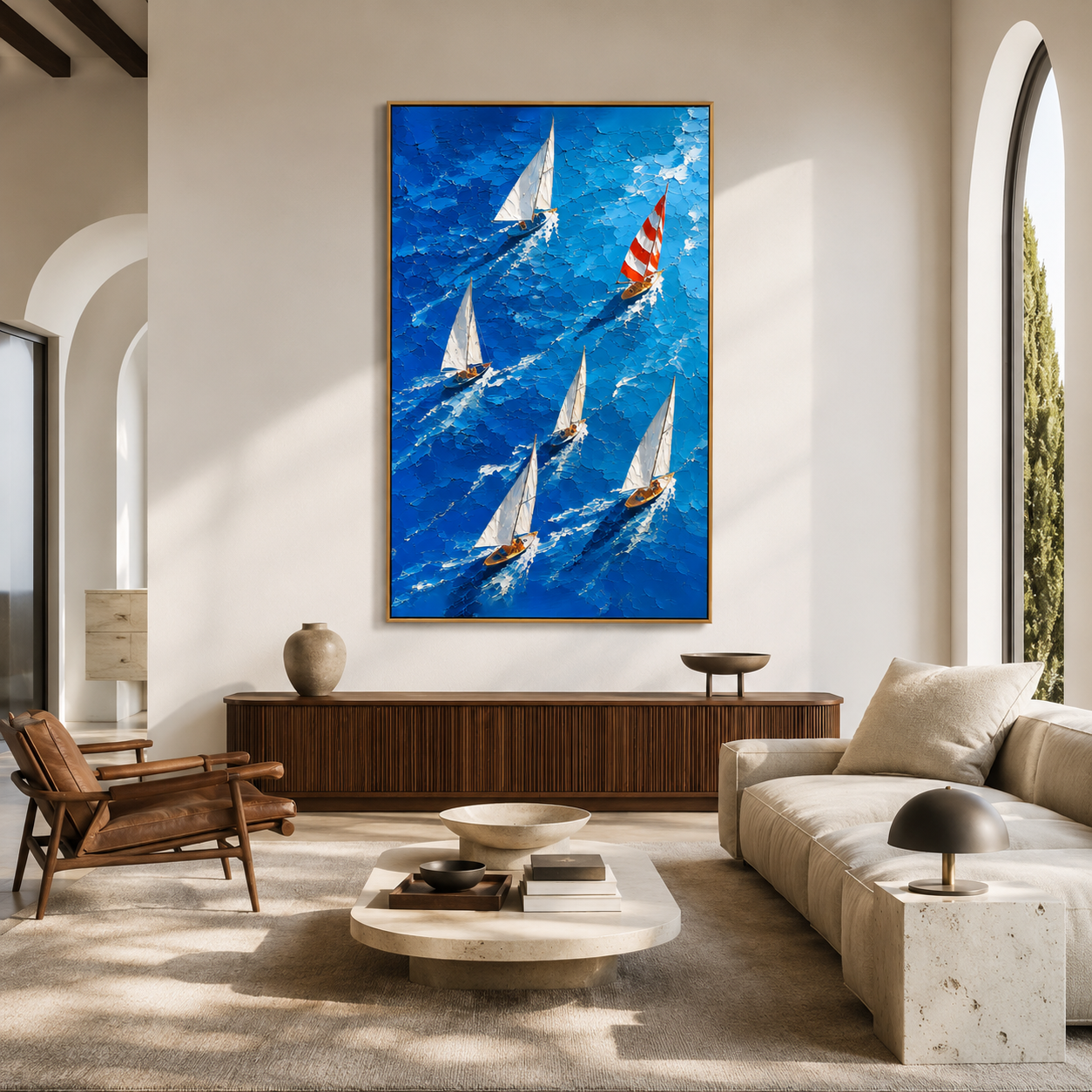 Open Water-Sailboat Regatta Painting