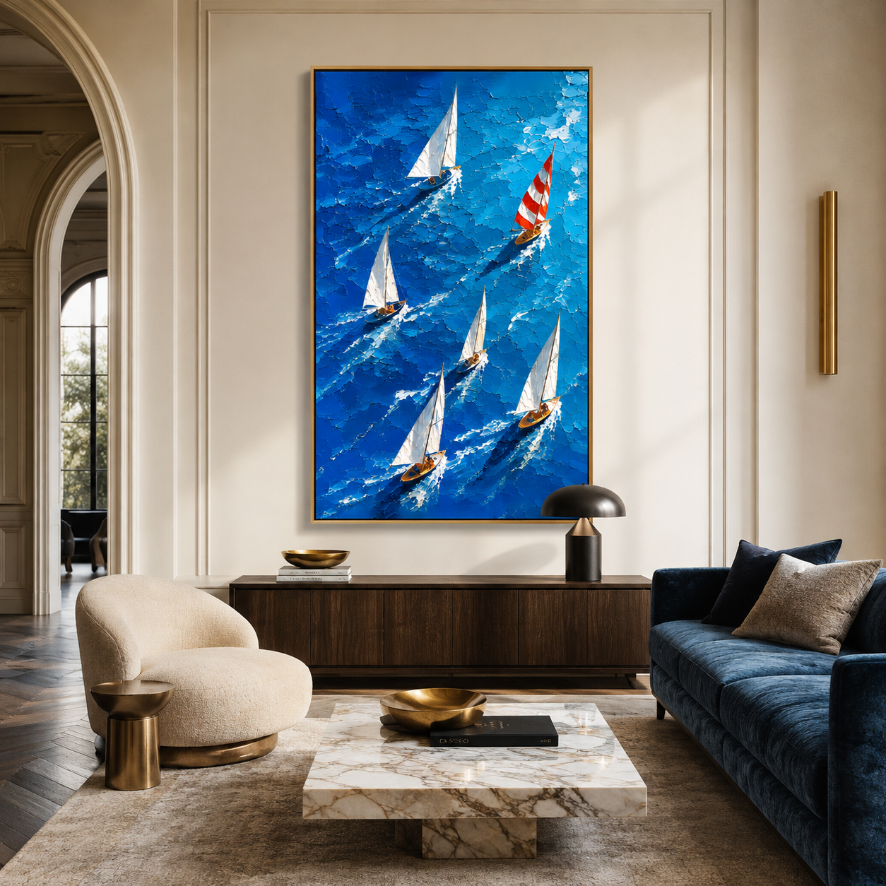 Open Water-Sailboat Regatta Painting