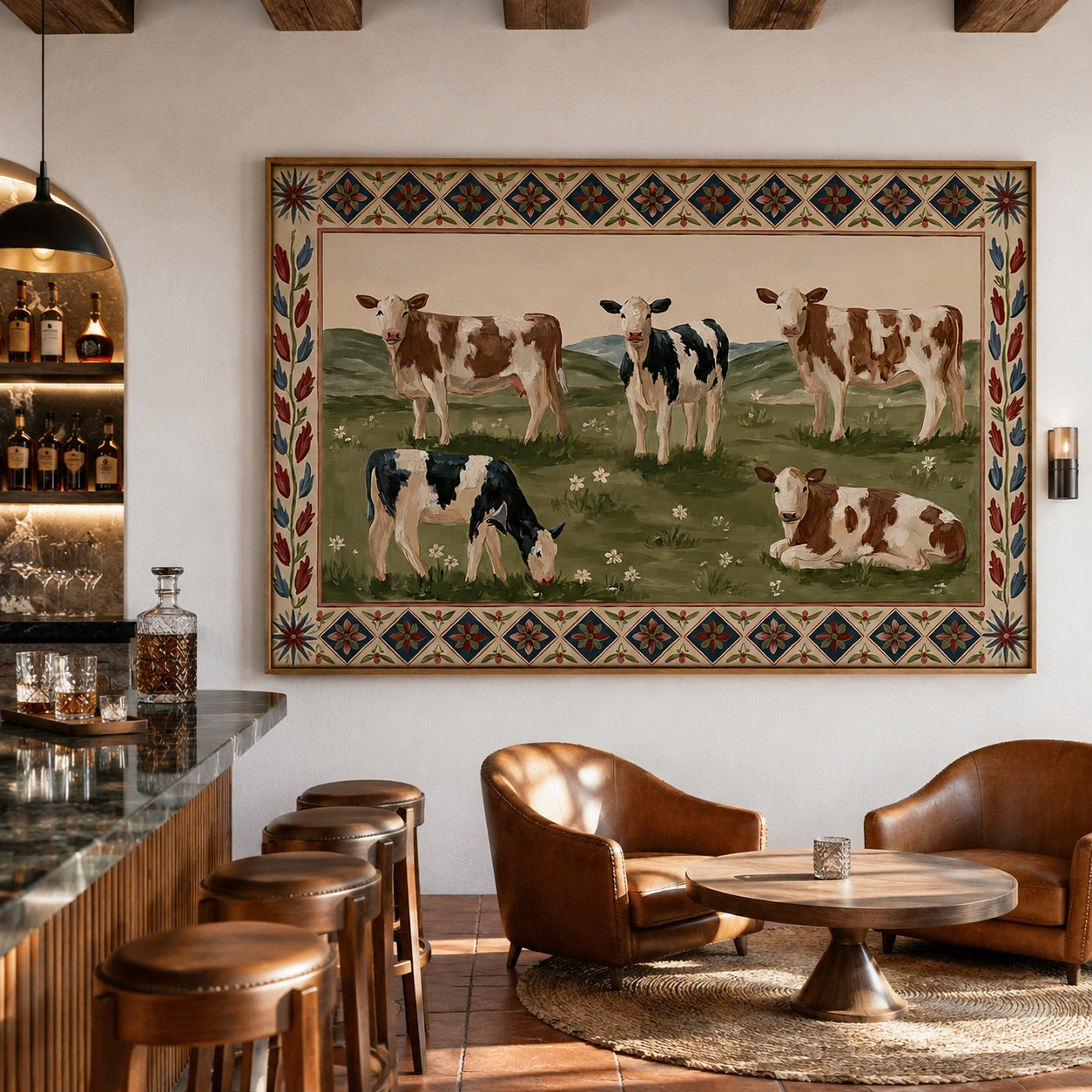 Prairie Quilt-Folk Cow Pasture Painting