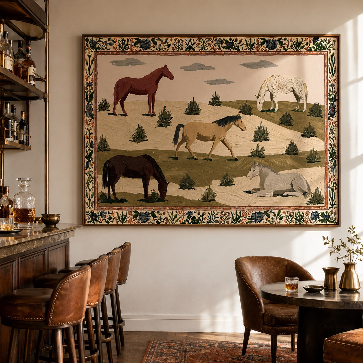 Wild Meadow-Folk Horse Pasture Painting