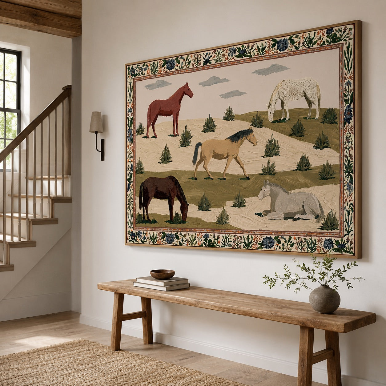 Wild Meadow-Folk Horse Pasture Painting